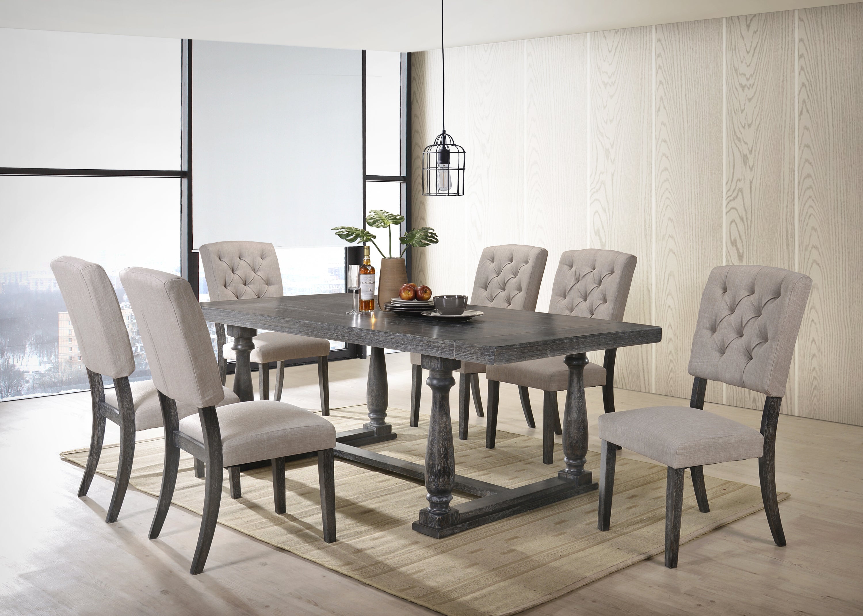 ACME Bernard Dining Table, Weathered Gray Oak 66190