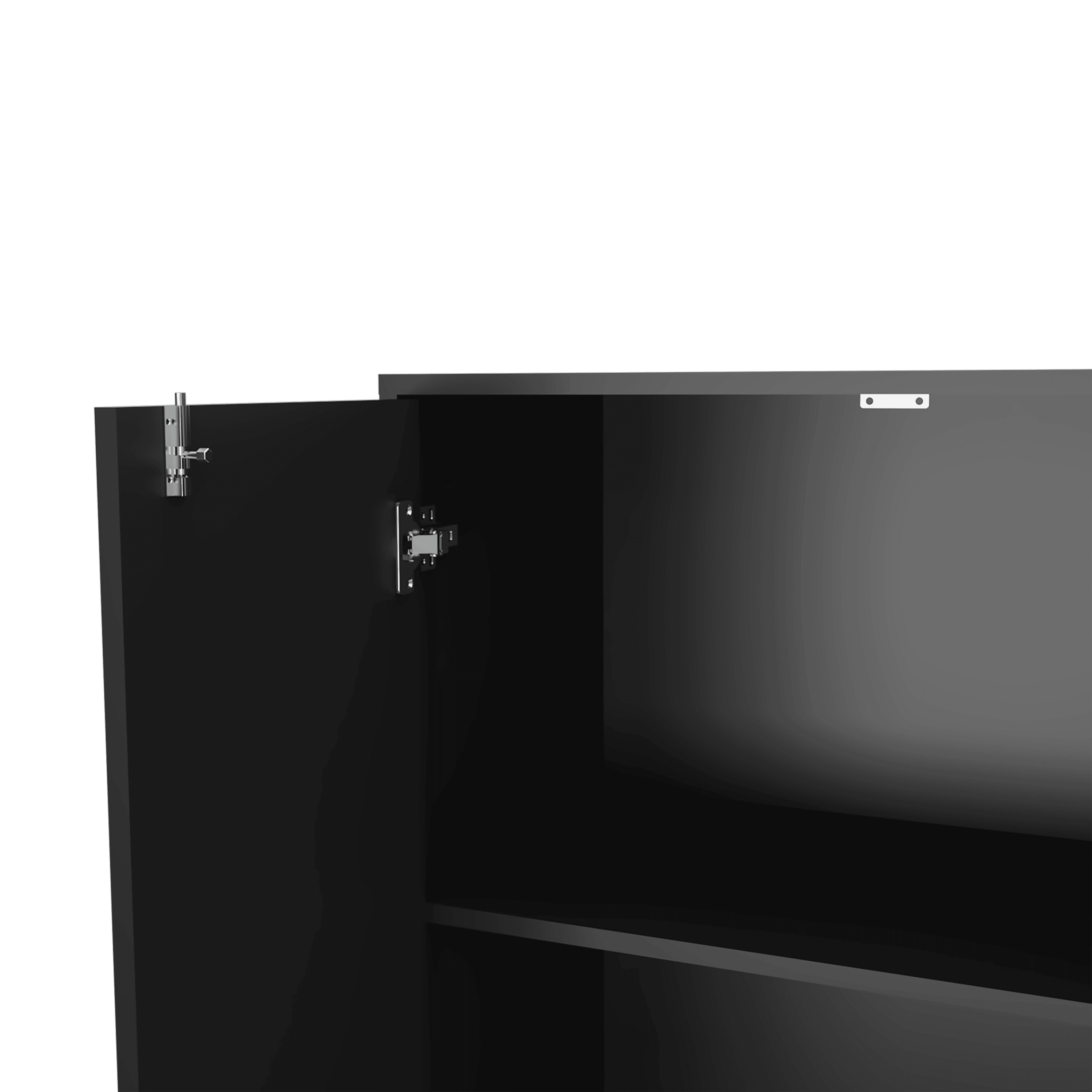 Storage Cabinet Lions, Double Door and Casters, Black Wengue Finish