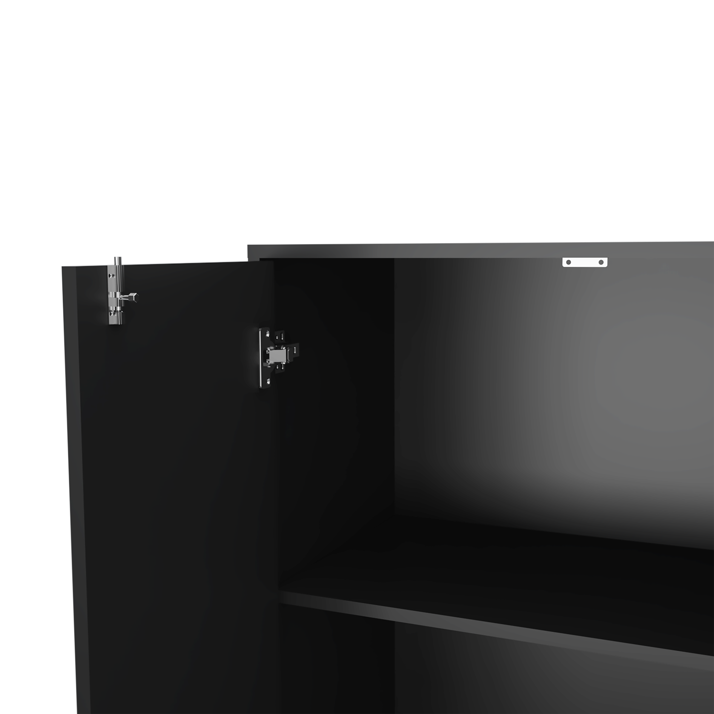 Storage Cabinet Lions, Double Door and Casters, Black Wengue Finish