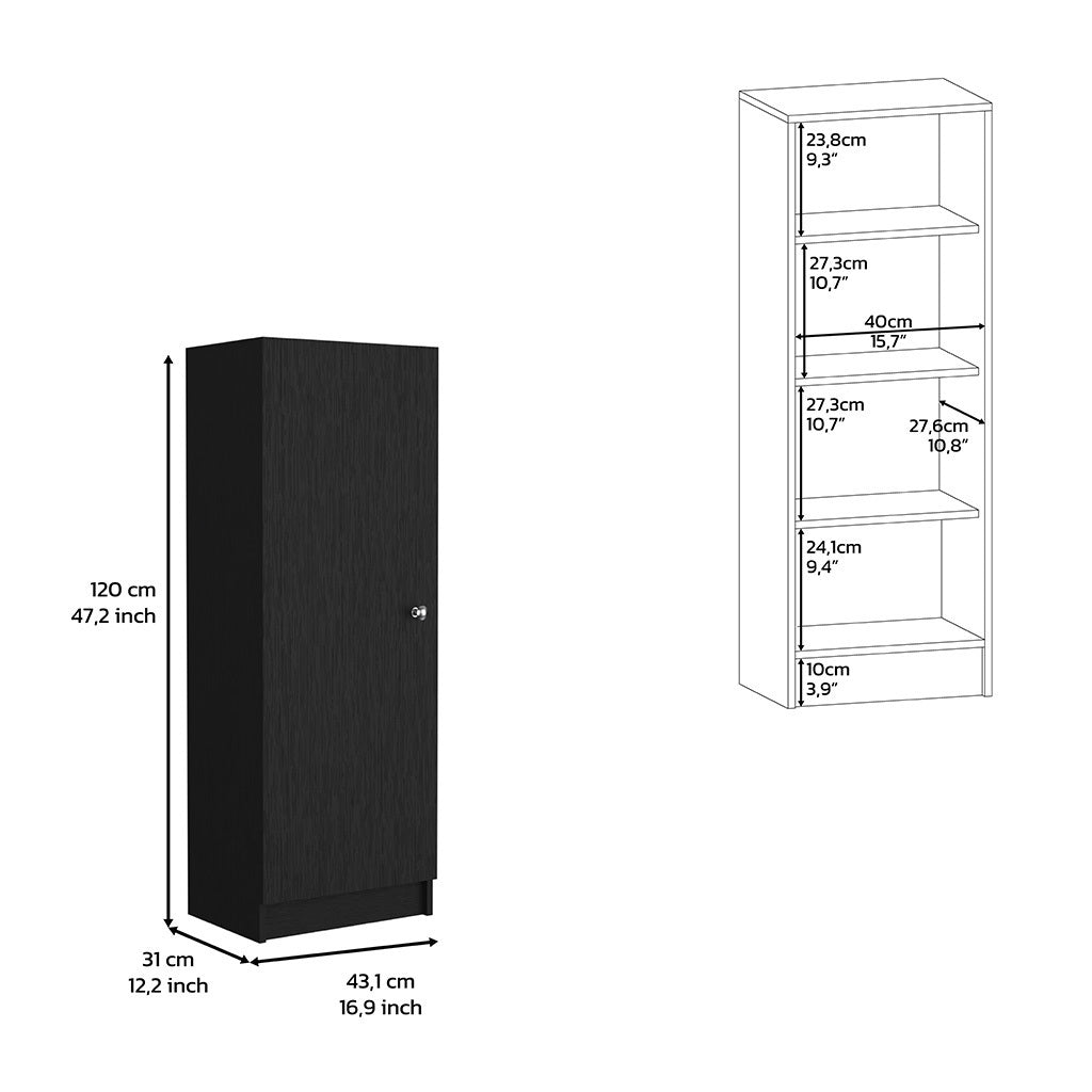 Pantry Miami, Single Door Cabinet, Black Wengue Finish