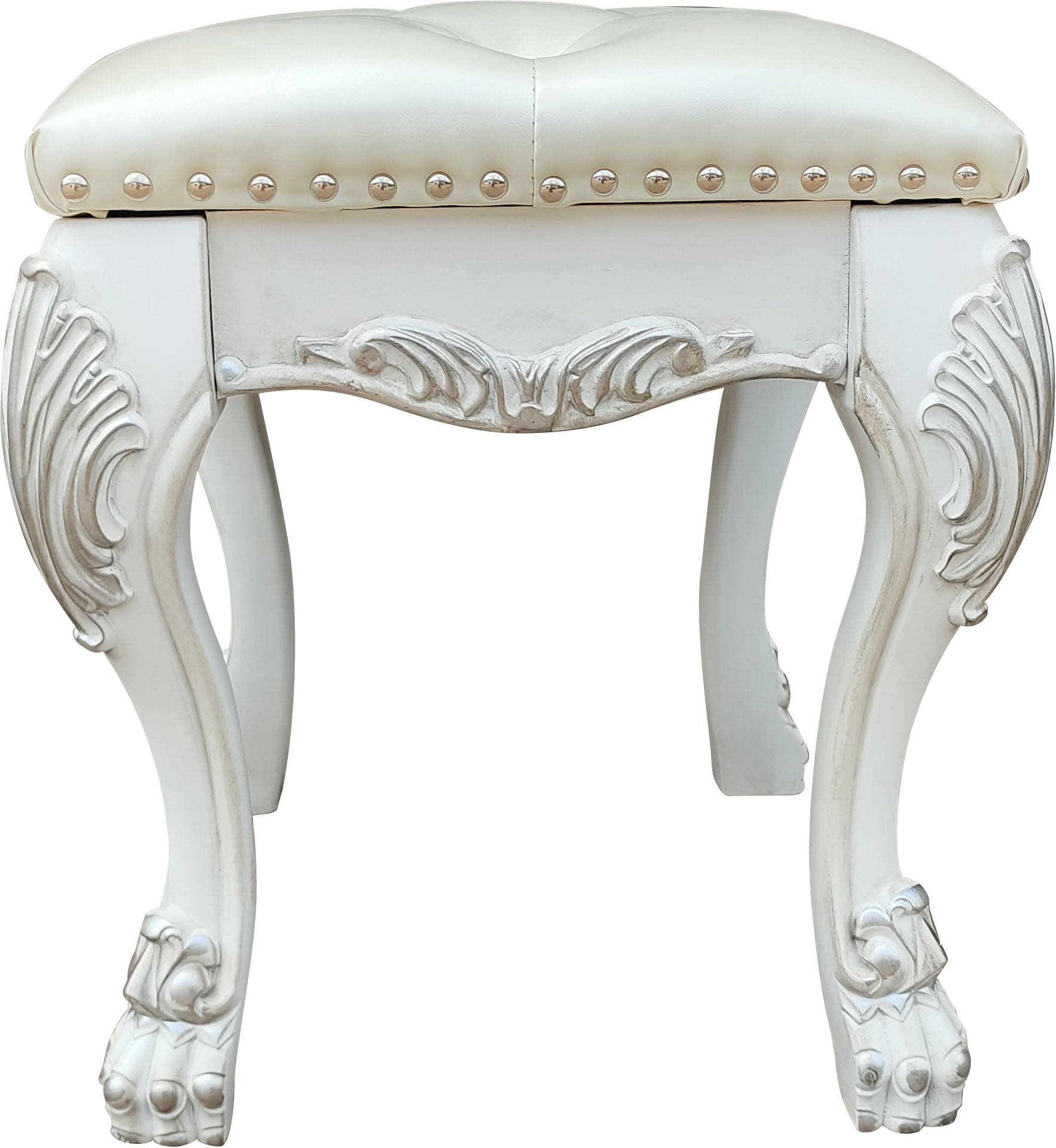 ACME Dresden  Vanity Stool in PU & Bone White Finish BD01679