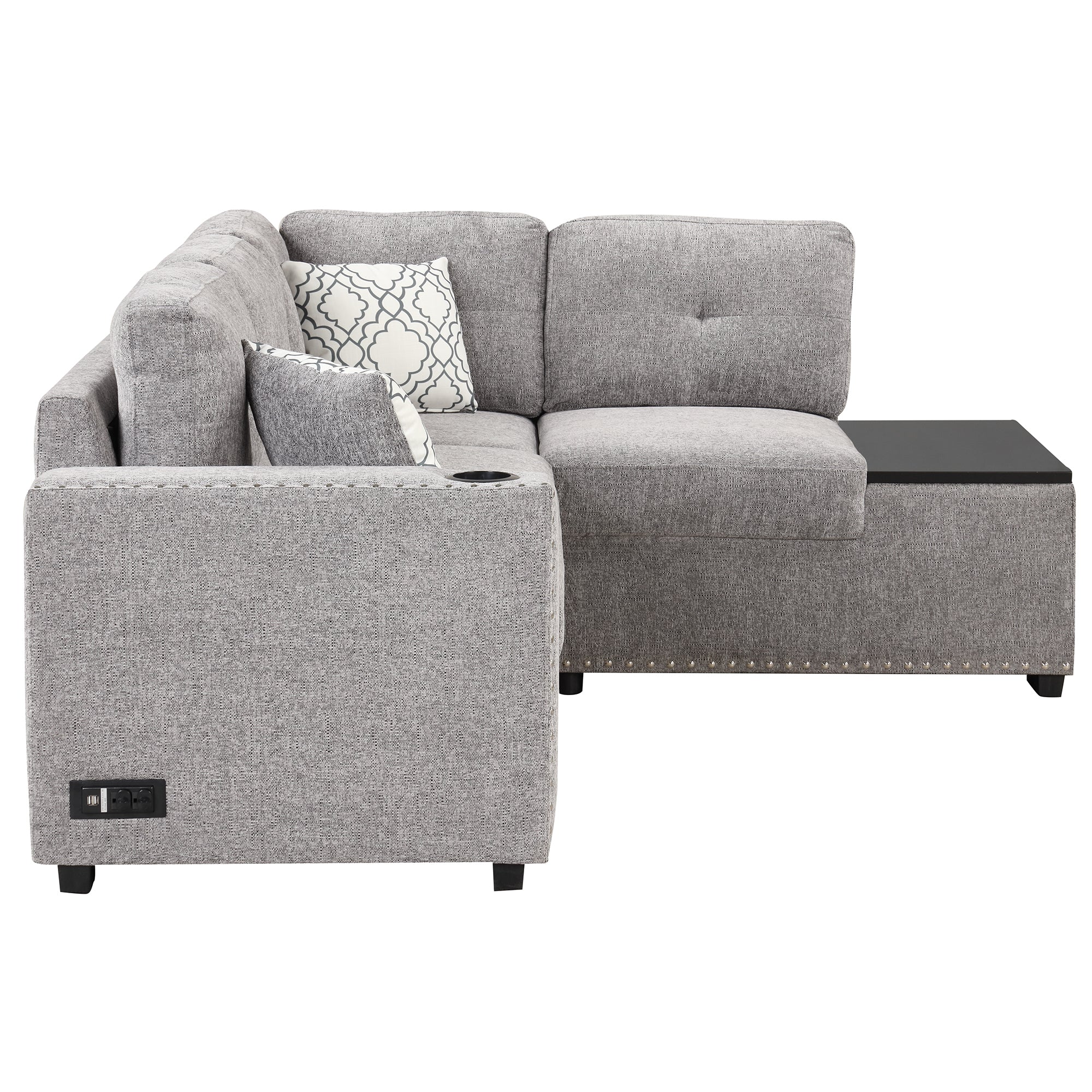 Sofa Bed L-Shaped Corner Sofa, Light Gray