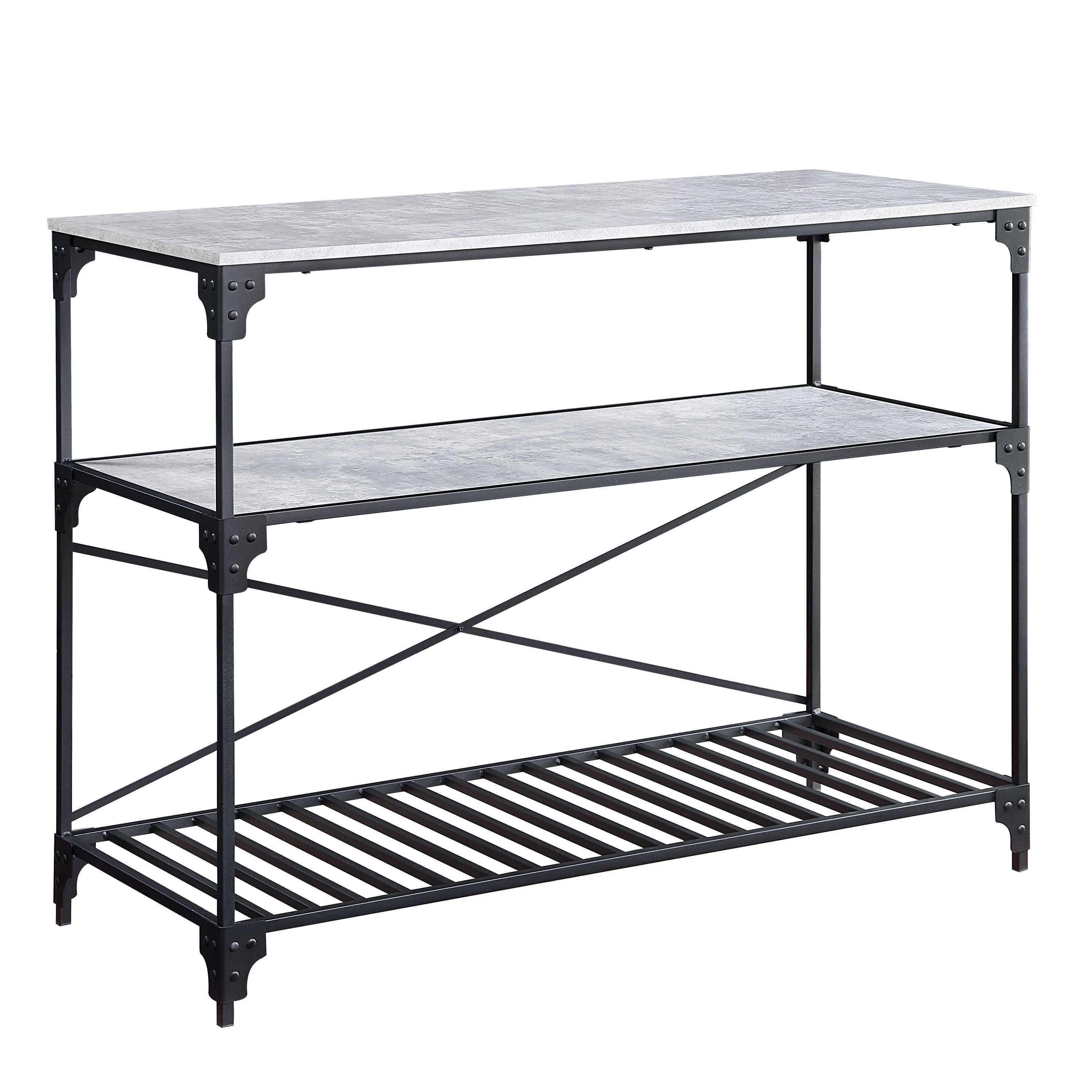 ACME Jakob Kitchen Island, Black & Concrete Finish AC00272