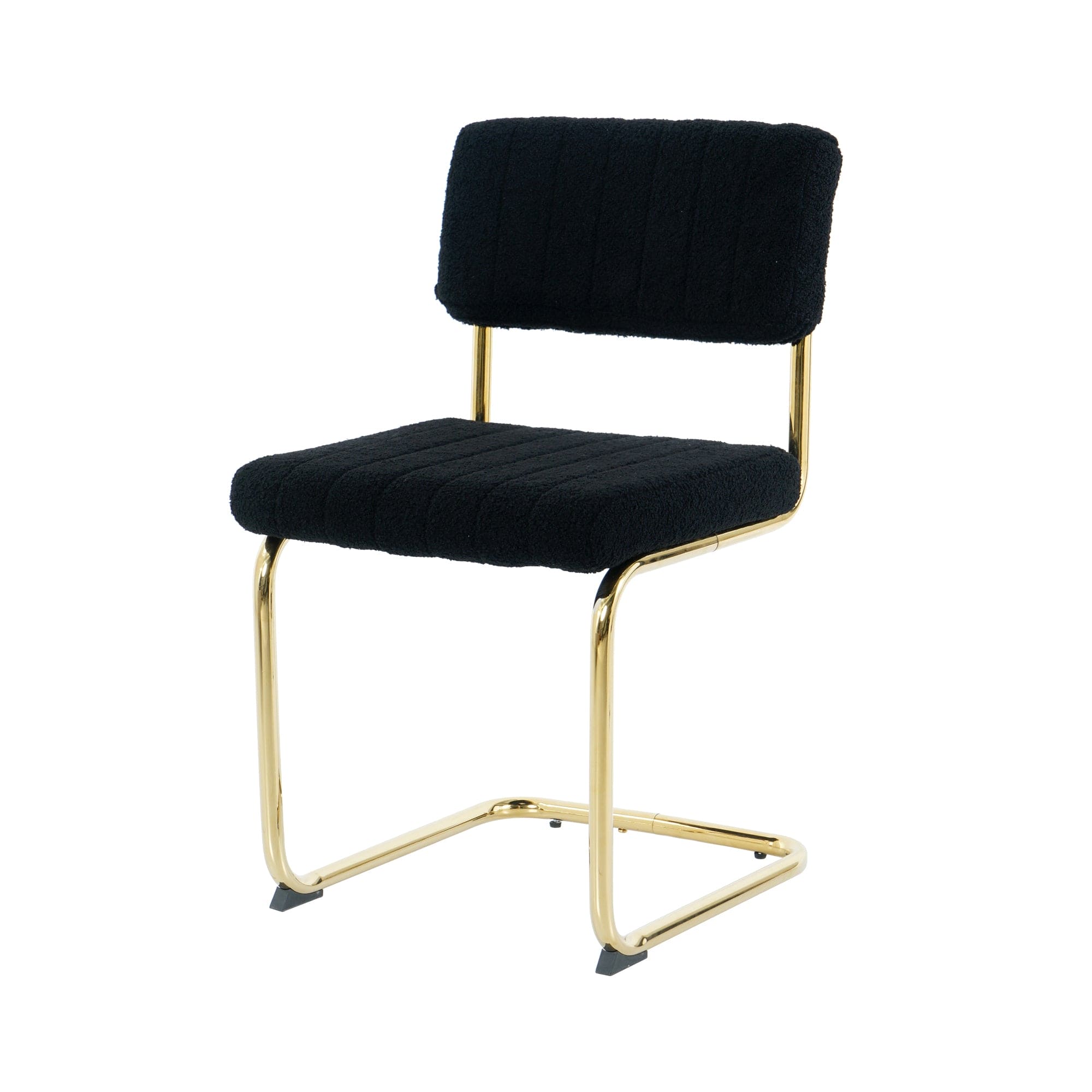 Modern simple light luxury dining Black chair home bedroom stool back dressing chair student desk chair gold metal legs(set of 2)