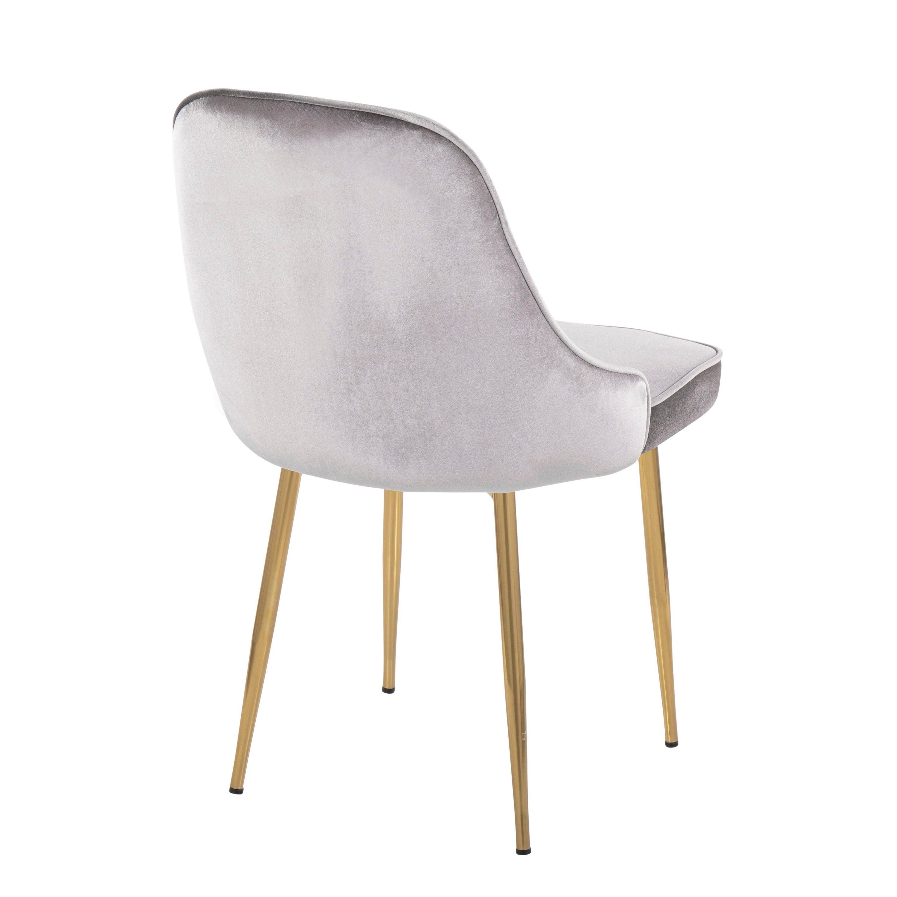 Marcel Contemporary Dining Chair with Gold Frame and Silver Velvet Fabric by LumiSource - Set of 2