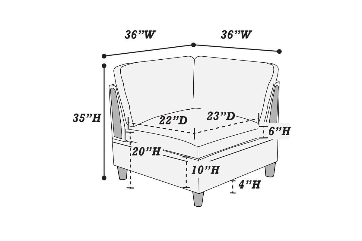 Contemporary Living Room Furniture 6pc Modular Sectional Set Steel Dorris Fabric Couch 2x Wedges 2x Armless Chair And 2x Ottomans