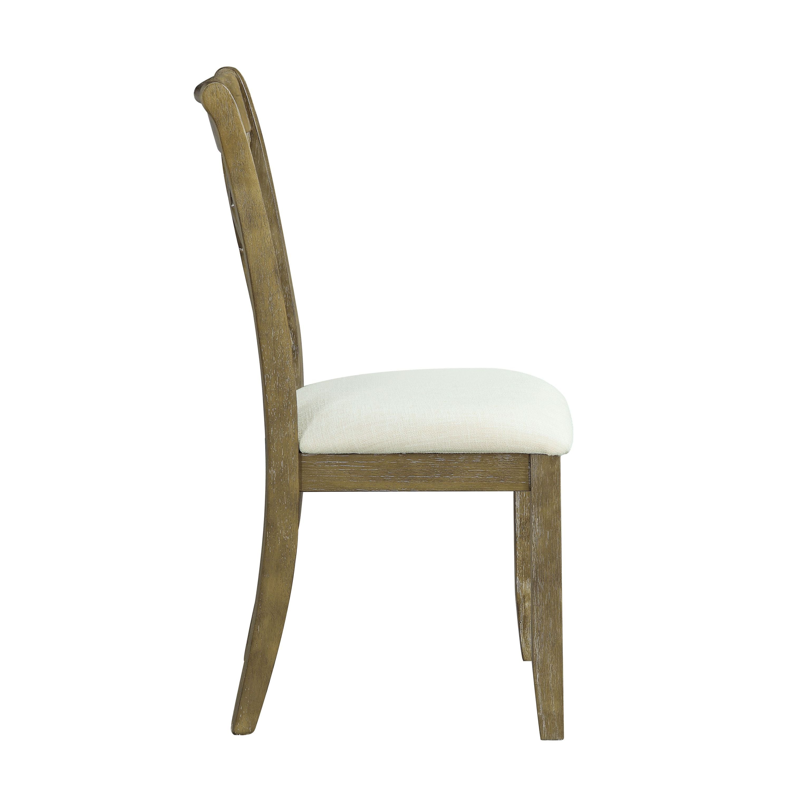 ACME Karsen SIDE CHAIR (SET-2) Beige Linen & Rustic Oak Finish DN01450