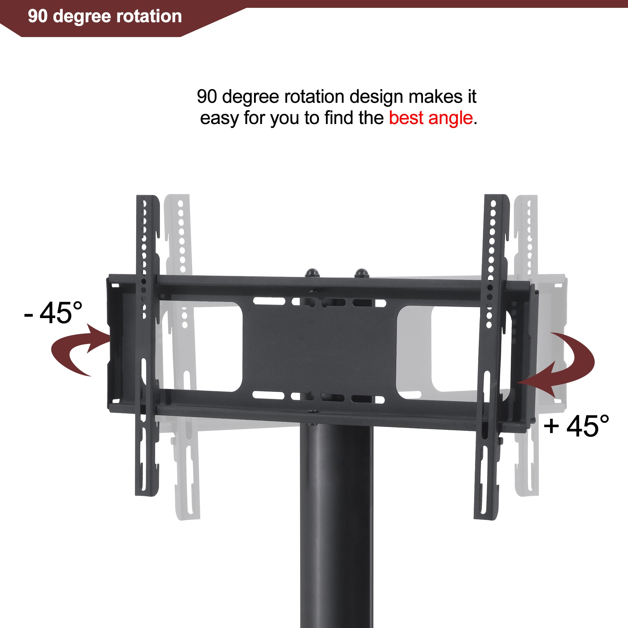 Black Multi-function TV Stand Height Adjustable Bracket Swivel 3-Tier