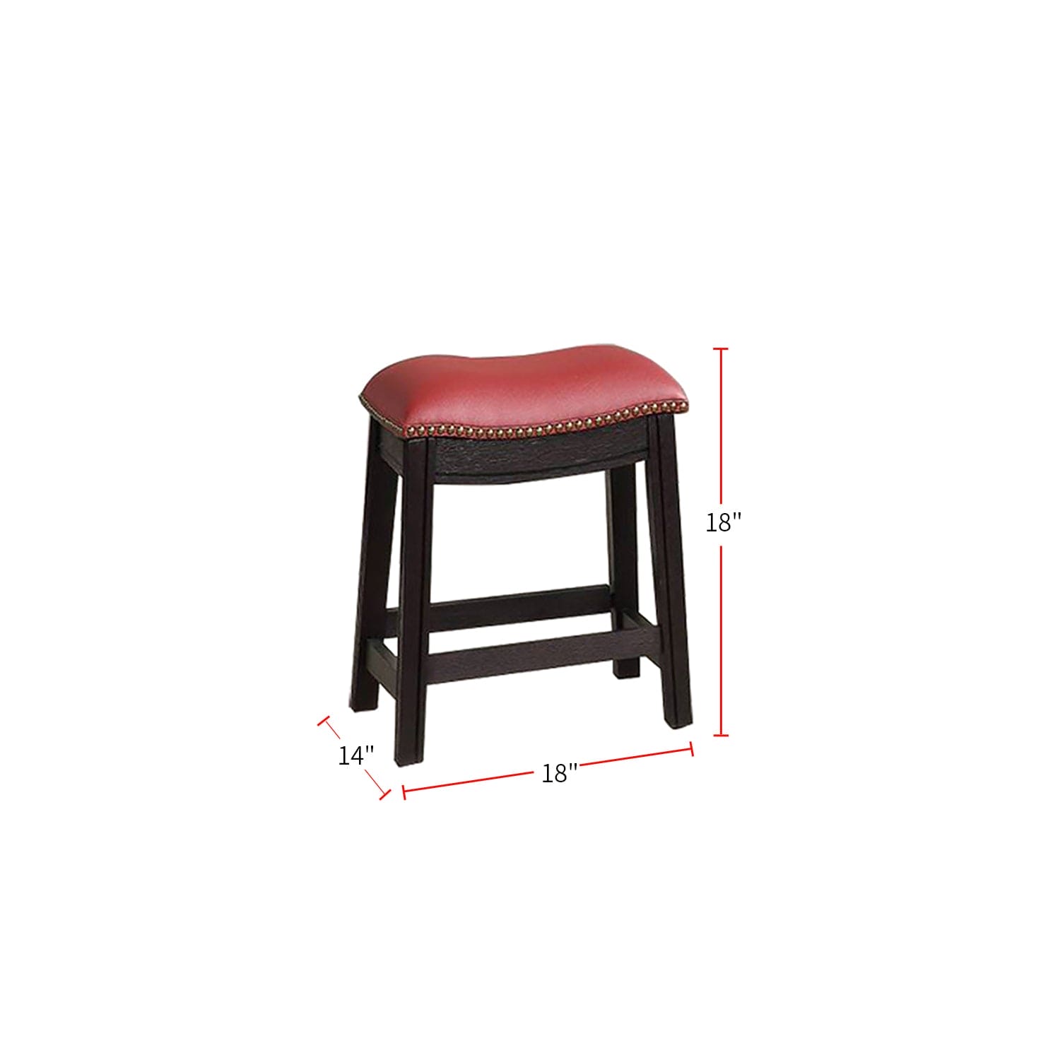 Burgundy PU Upholstery Stool, Set of 2