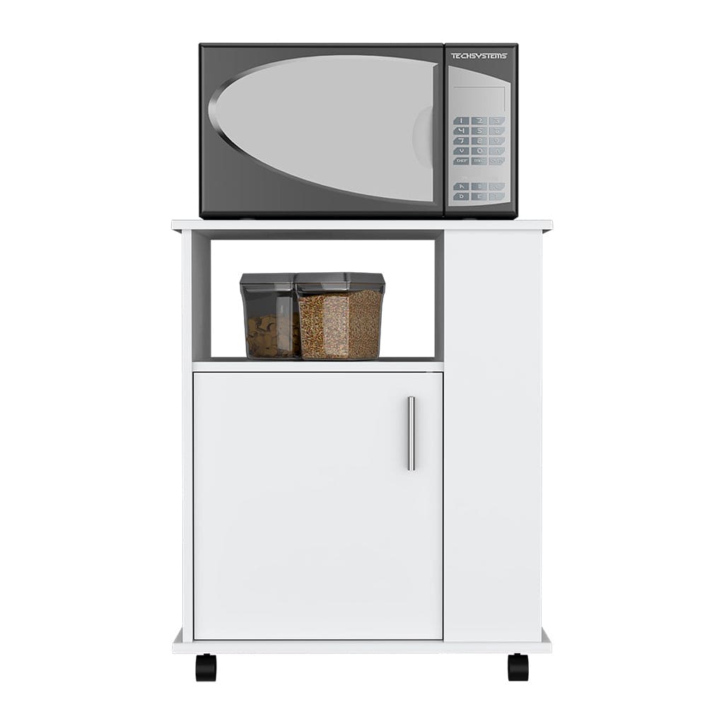 Kitchen Cart Newark, Three Side Shelves, White Finish