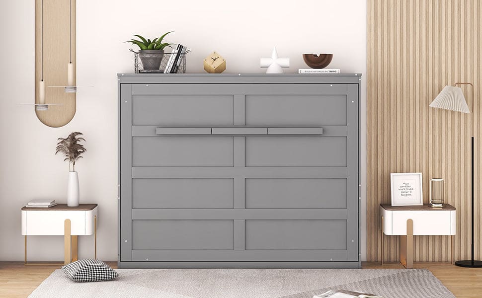 Full Size Murphy Bed Wall Bed,Gray