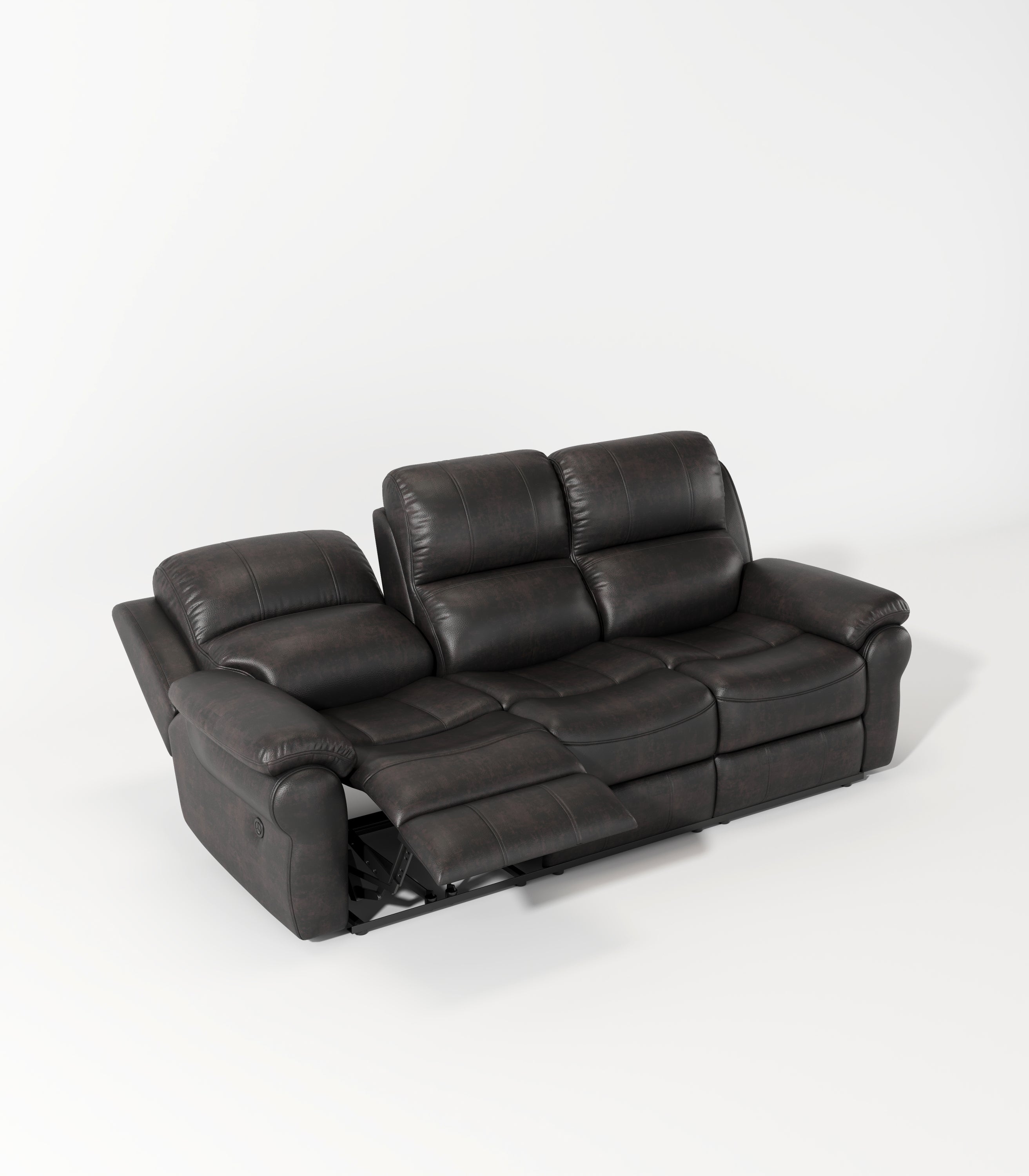 Breathable Fabric Power Reclining Sofa with Drop Down Table,USB Button and Wireless Charger - Espresso