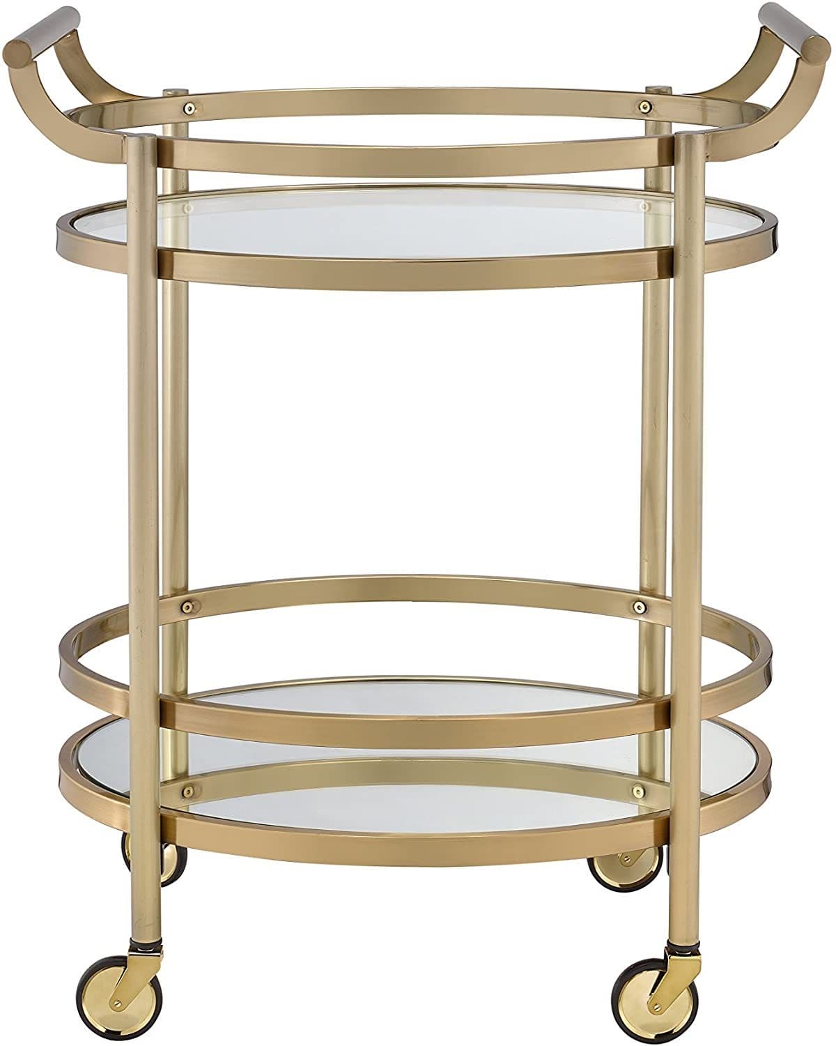 ACME Lakelyn Serving Cart, Brushed Bronze & Clear Glass 98190