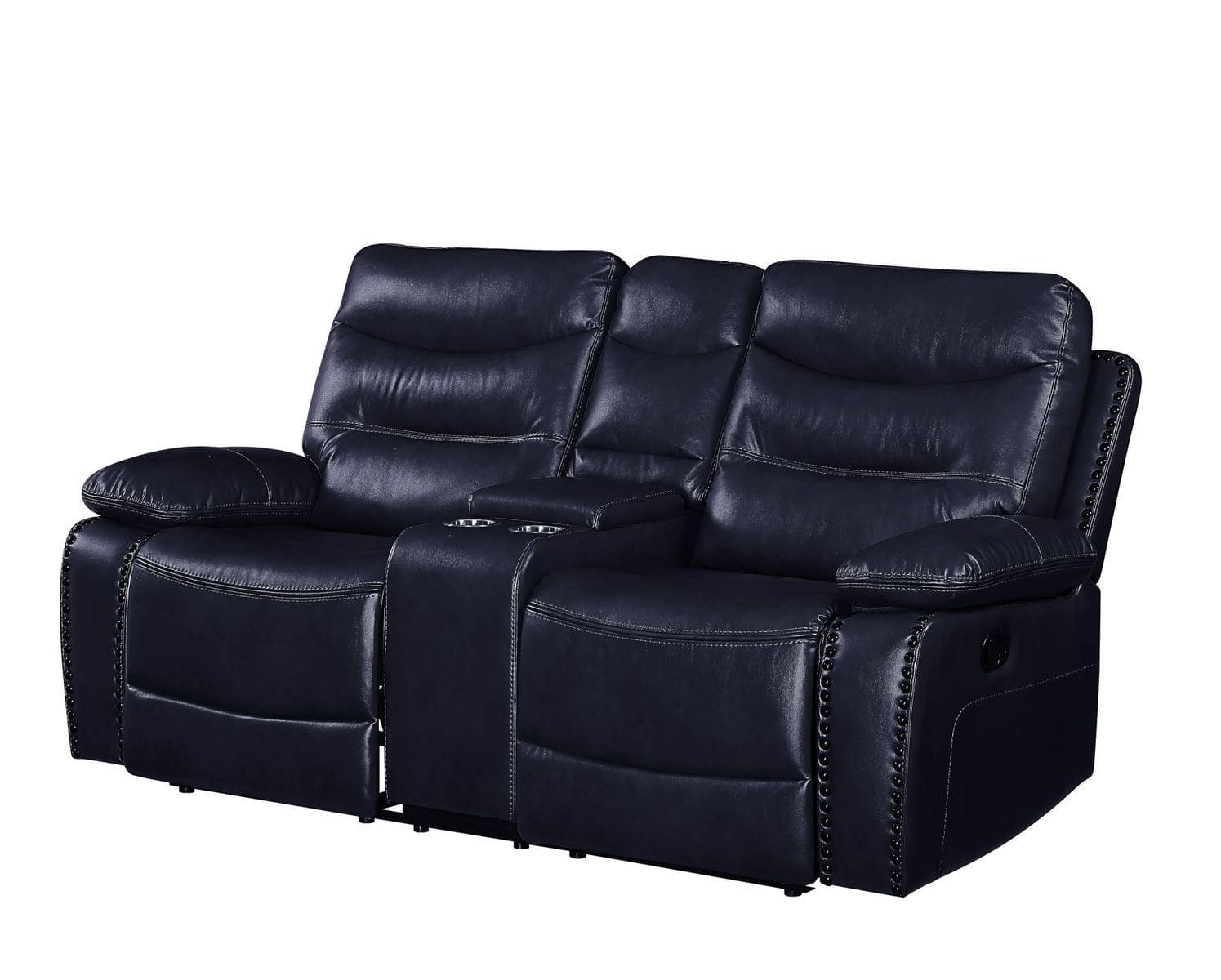 ACME Aashi Loveseat w/Console (Motion), Navy Leather-Gel Match 55371