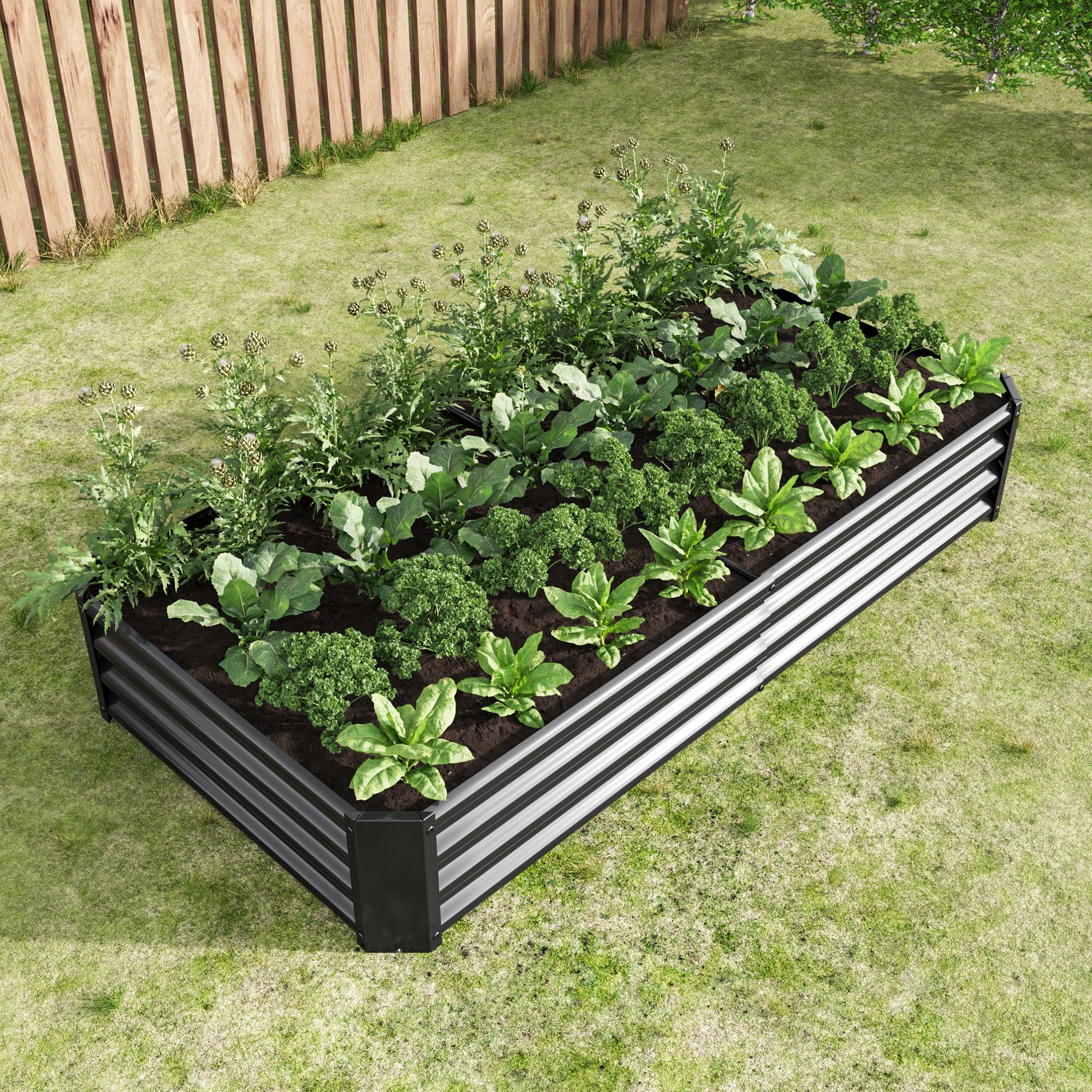 Raised Garden Bed Outdoor, 6×3×1ft , Metal Raised  Rectangle Planter Beds for Plants, Vegetables, and Flowers - Black