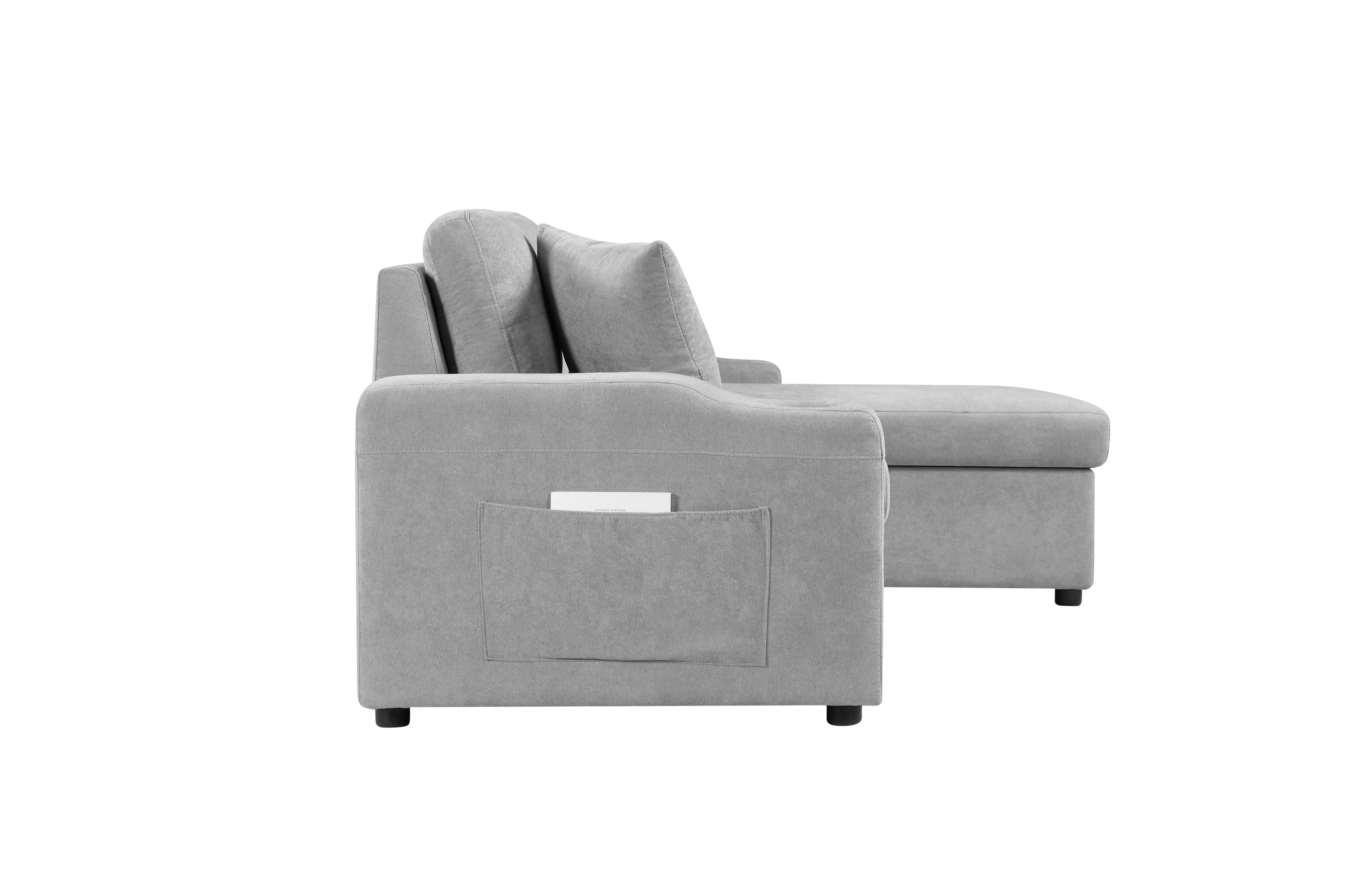 MEGA convertible corner sofa with armrest storage, living room and apartment sectional sofa, right chaise longue and grey