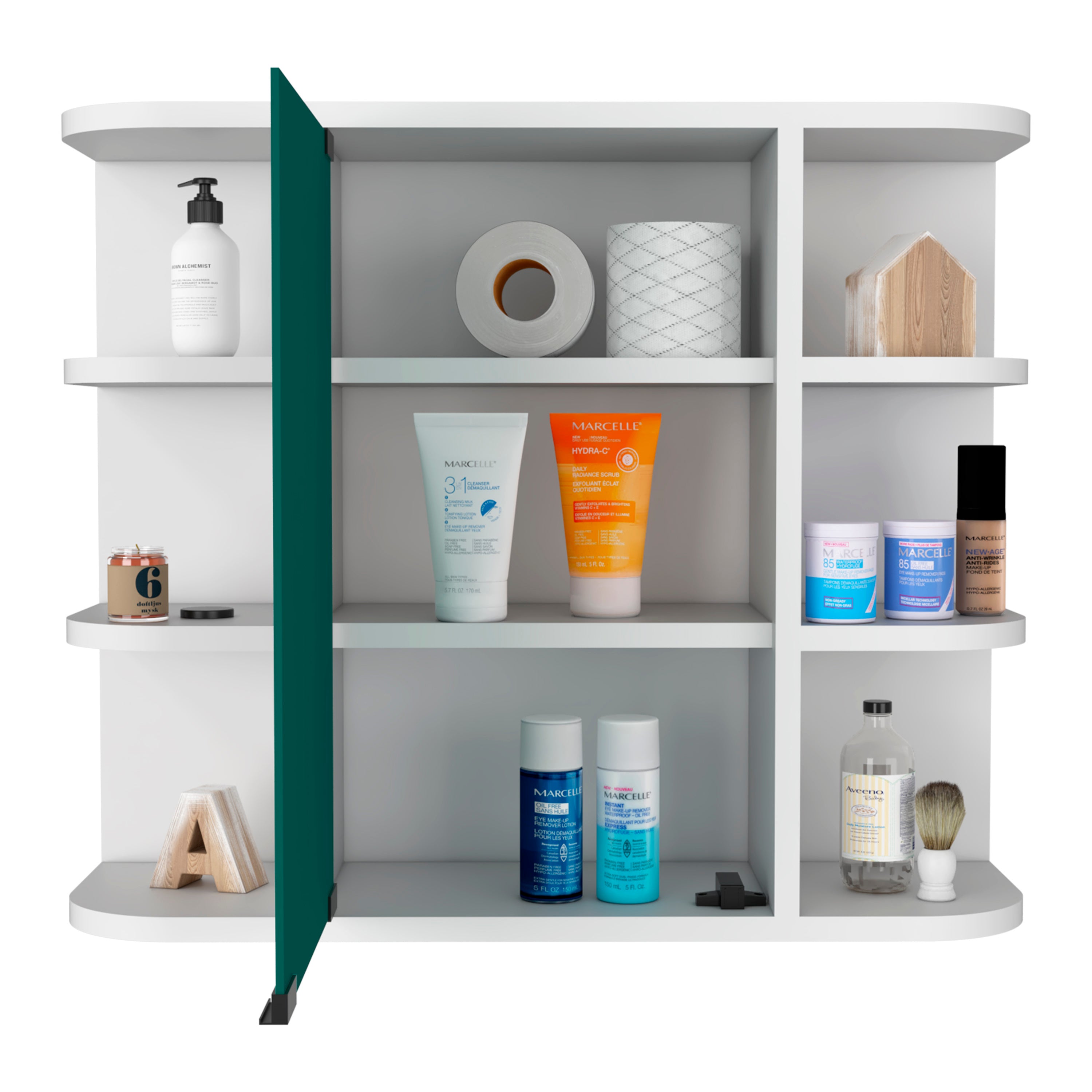 Medicine Cabinet Milano, Six External Shelves Mirror, White Finish