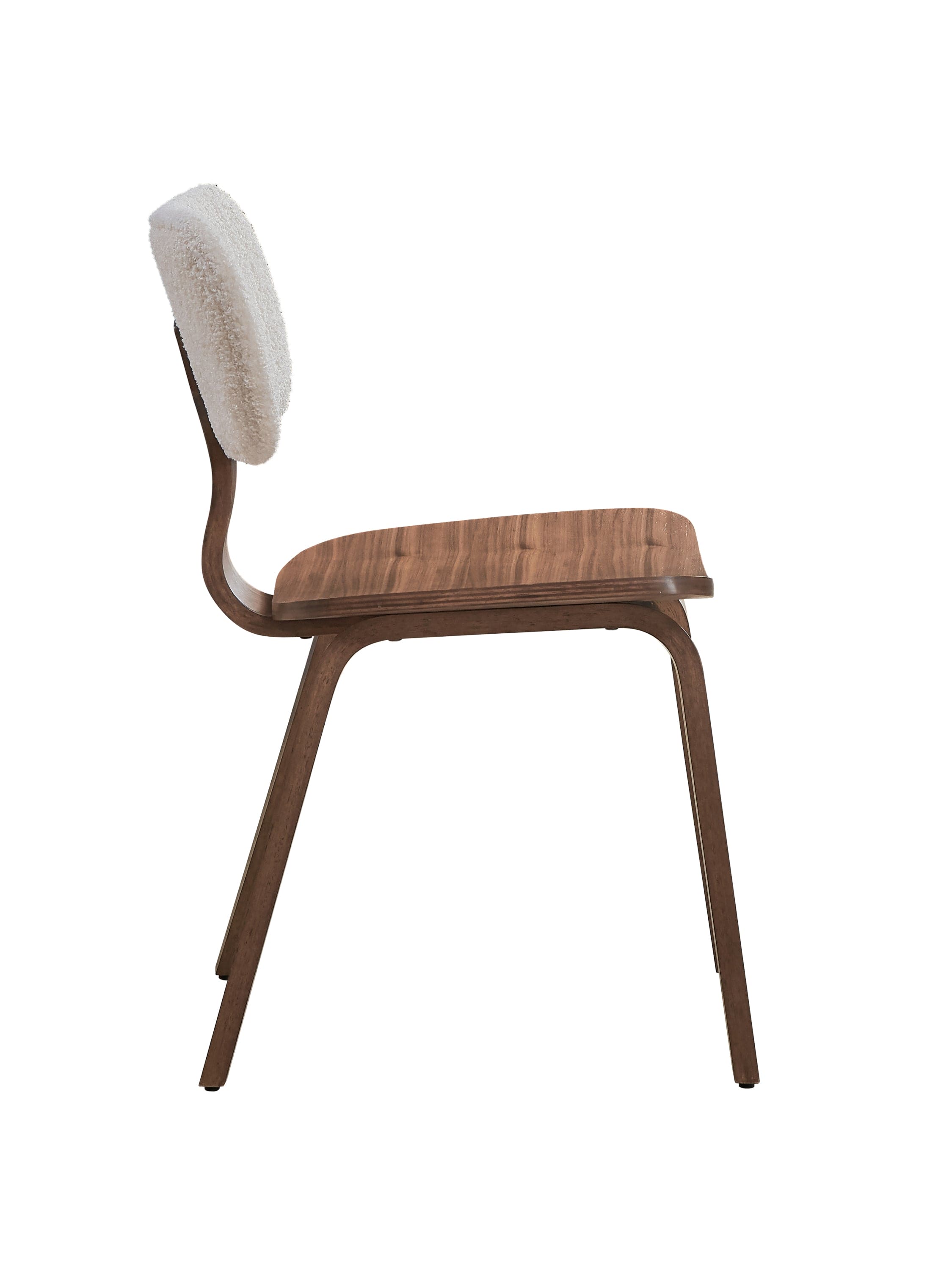 ACME Casson Side Chair (Set-2), White Boucle & Walnut Finish DN02311