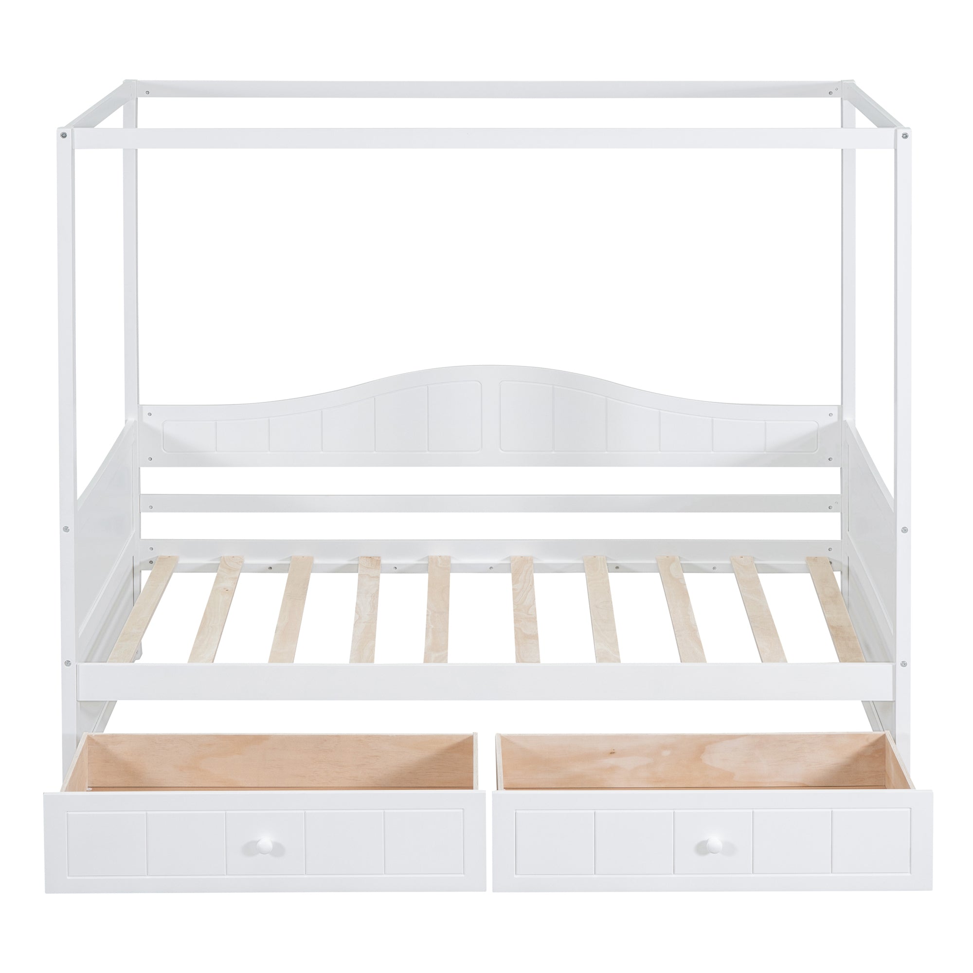 Twin Size Canopy Day Bed with 2 Drawers, White