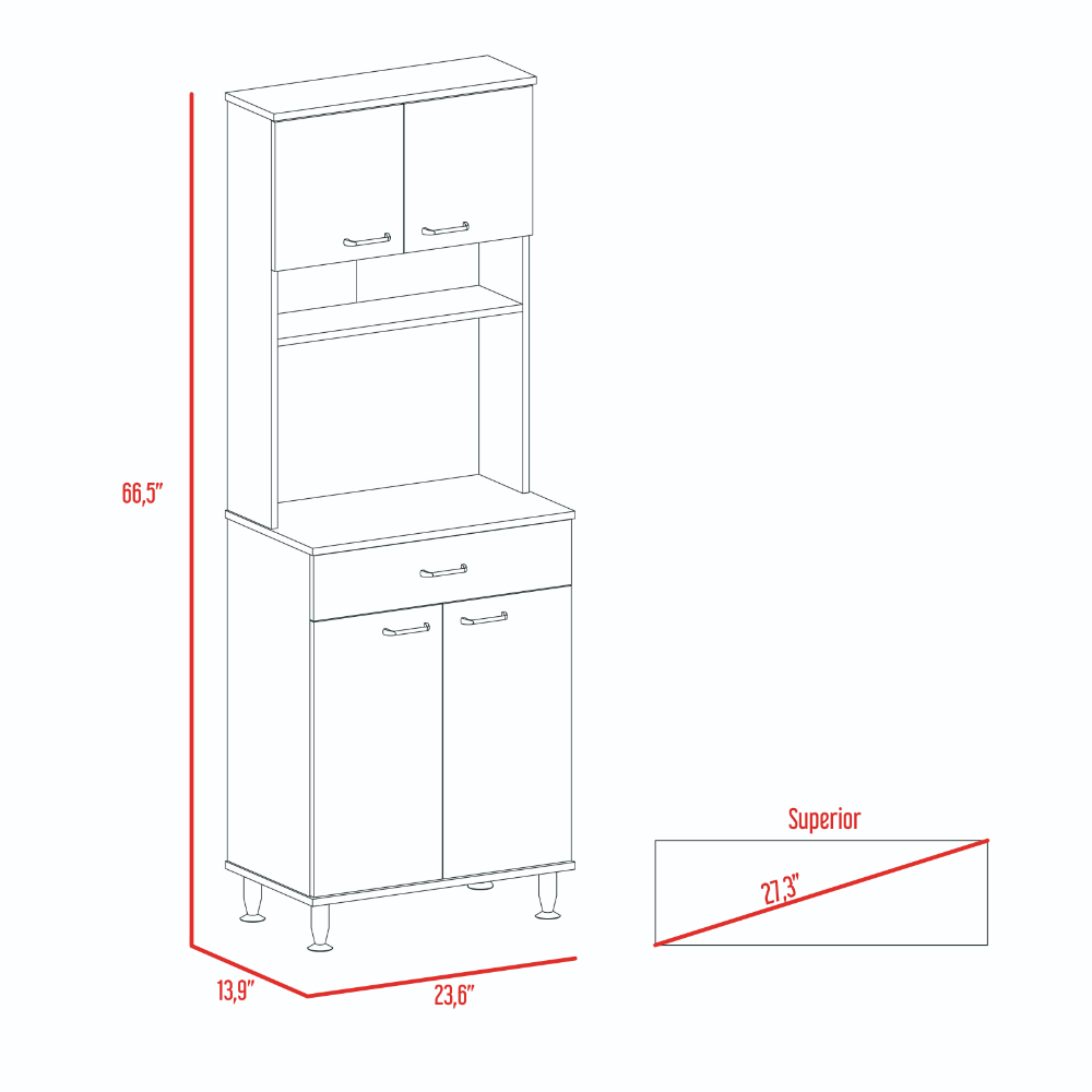 Pantry Piacenza,Two Double Door Cabinet, White Finish