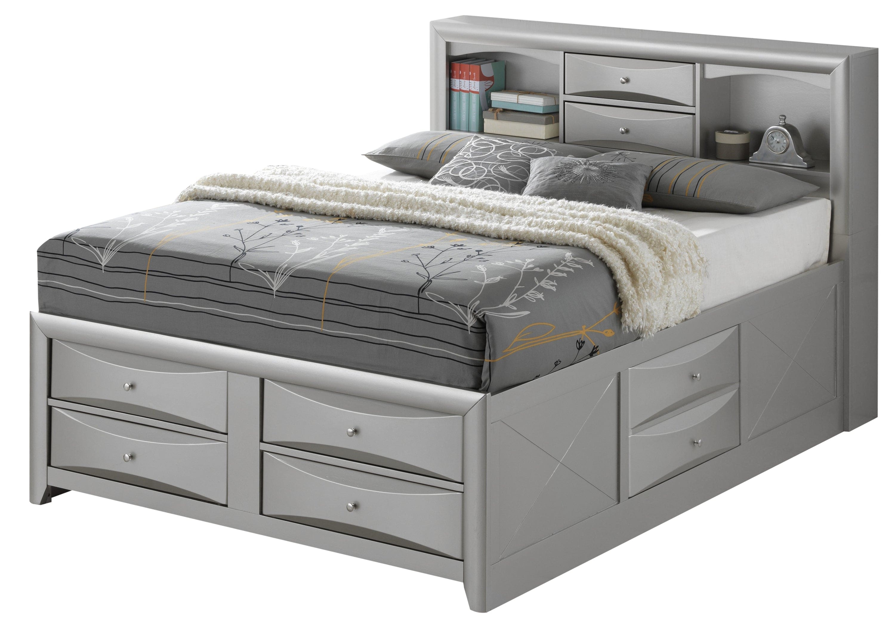 Glory Furniture Marilla G1503G-QSB3 Queen Storage Bed , Silver Champagne