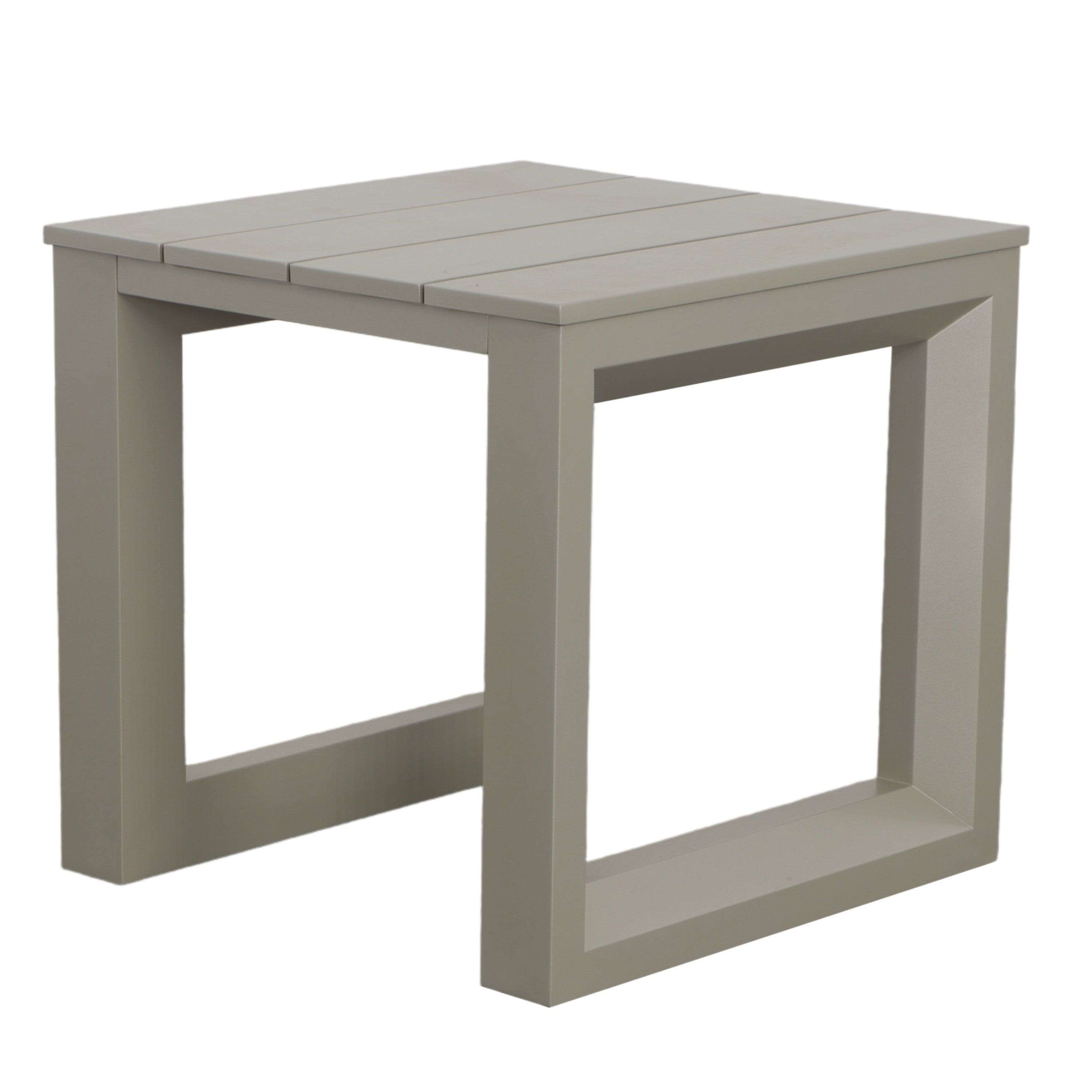 Versatile Patio End Table - Neutral Tones, Modern Geometric Pattern - Rust-Resistant Aluminum, Scratch and Weather-Resistant