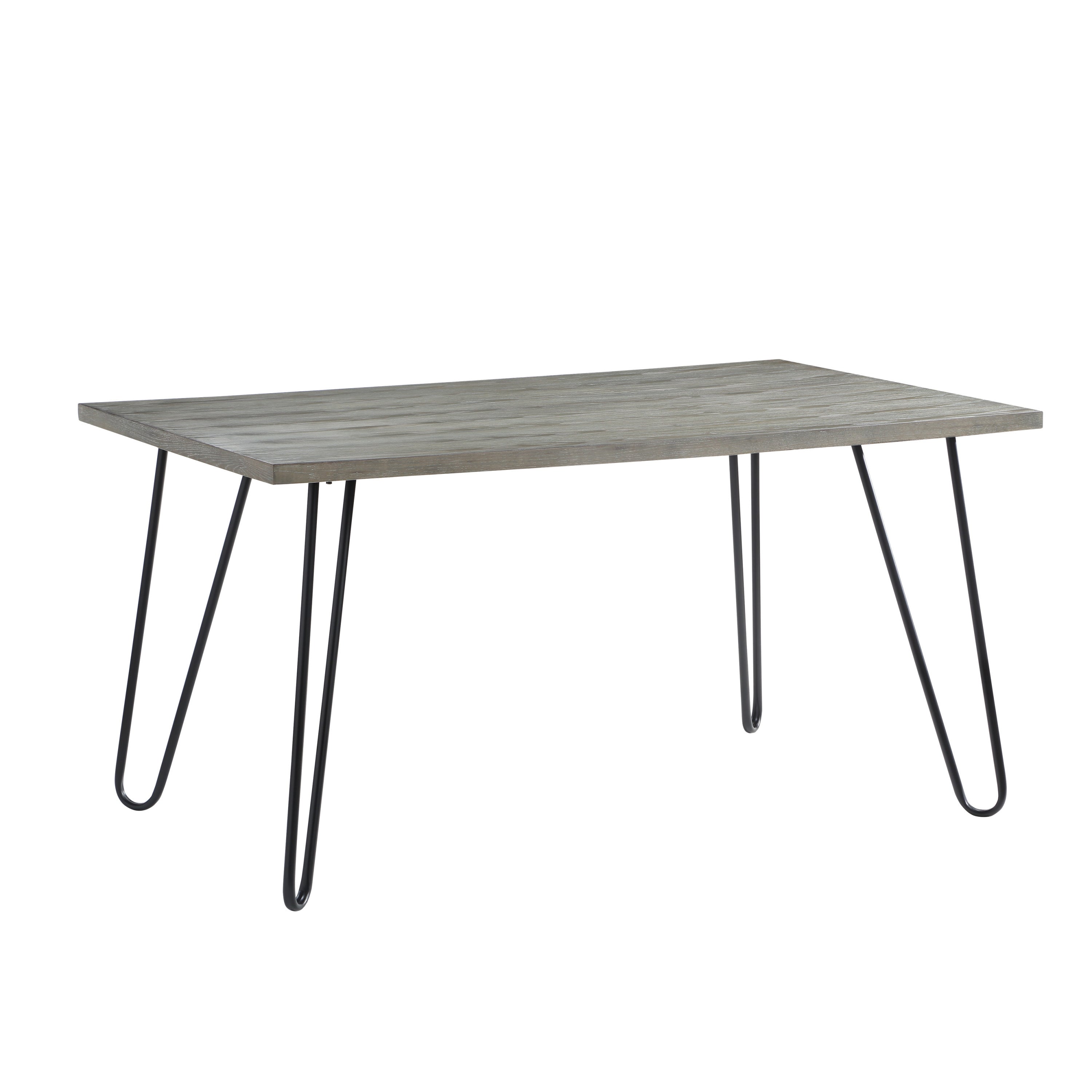 Modern Sleek Design Dining Table 1pc Light Gray Wooden Top Black Finish Metal Legs Dining Furniture