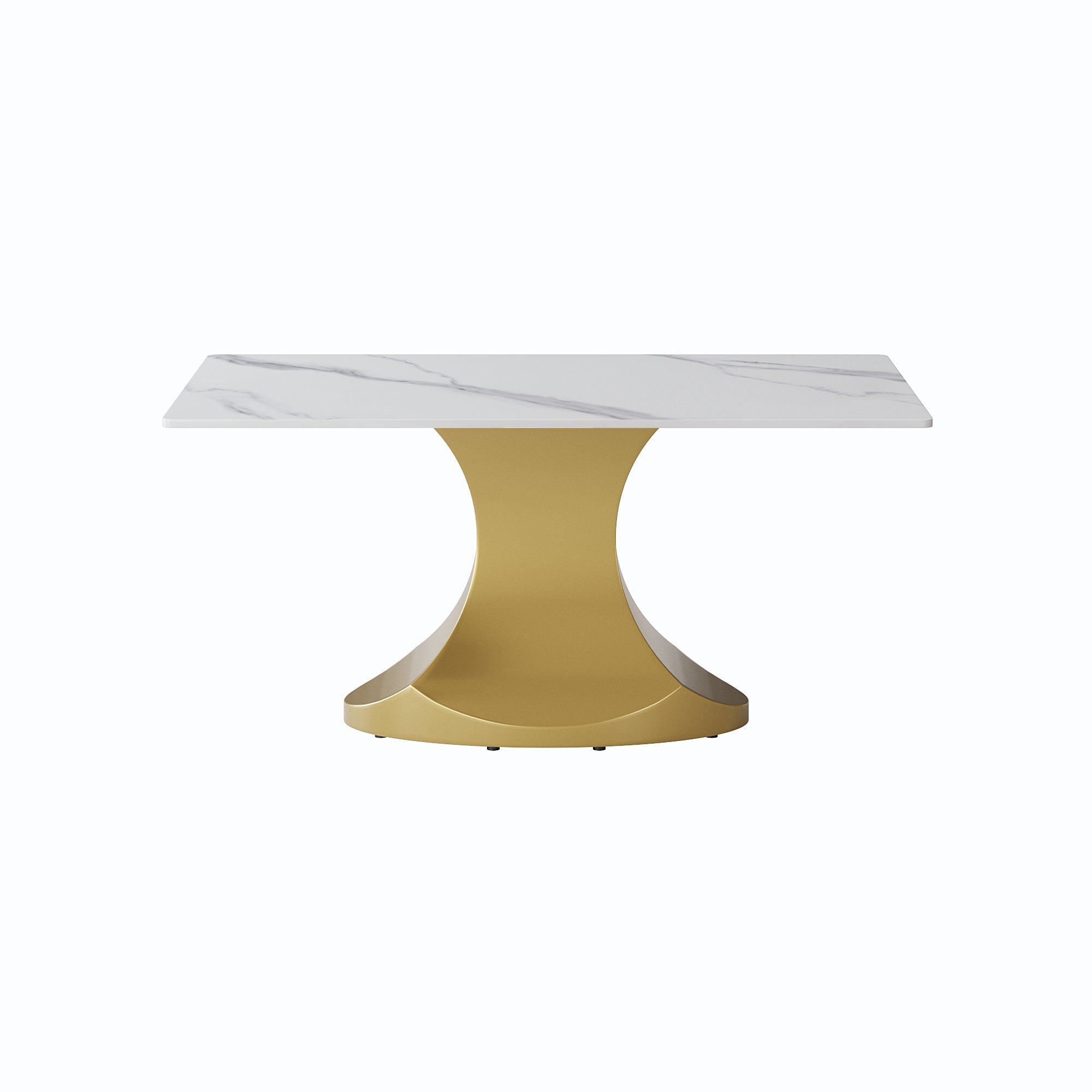 63 "modern artificial stone white panel golden stainless steel curved legs-can accommodate 6-8 people