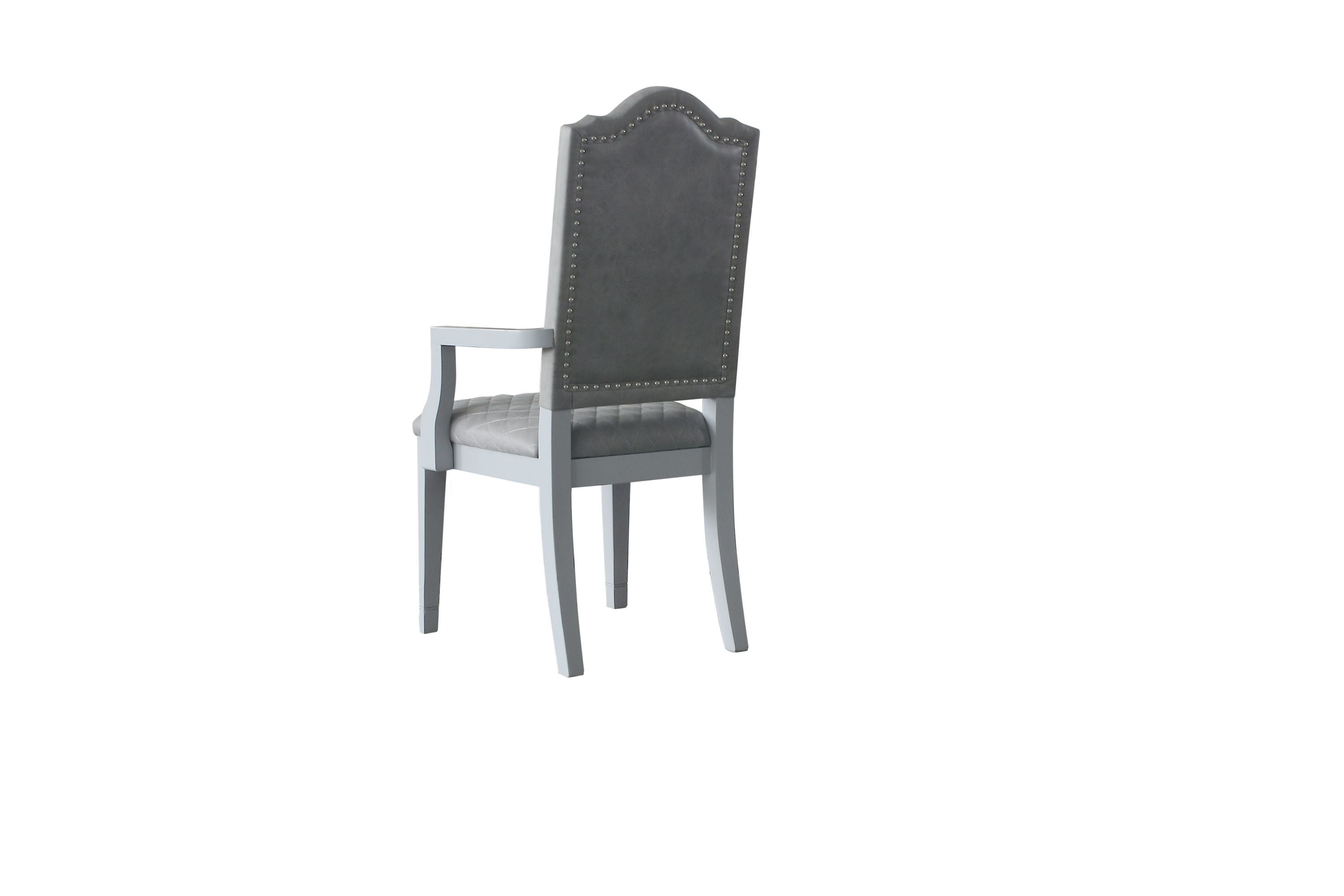 ACME House Marchese Arm Chair, Two Tone Gray Fabric & Pearl Gray Finish 68863