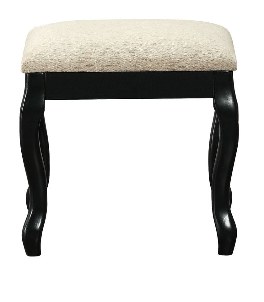 Classic 1pc Vanity Set w Stool Black Color Drawers Open-up Mirror Bedroom Furniture Unique Legs Cushion Seat Stool Vanity