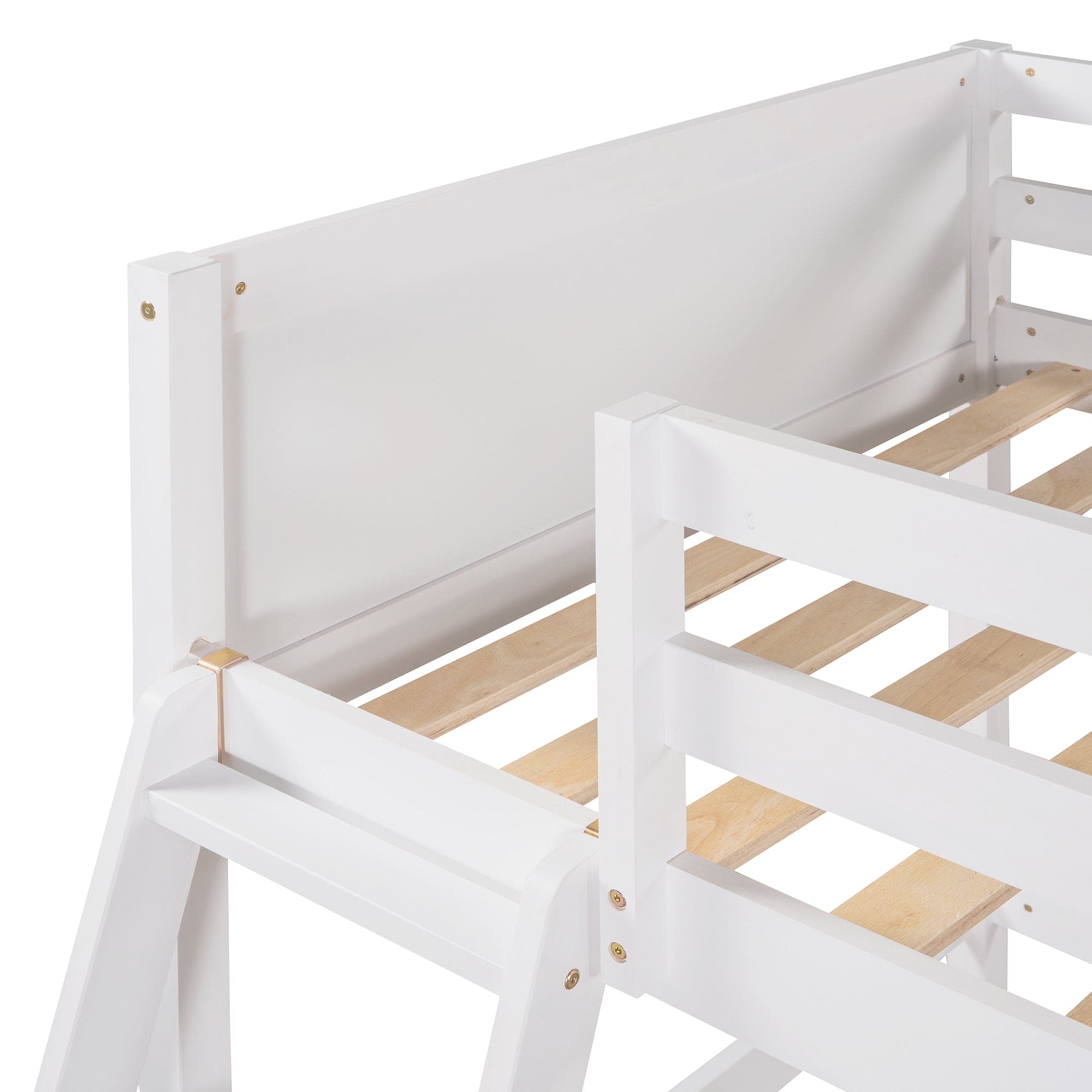 Solid Wood Twin Size Loft Bed with Ladder(White)(OLD SKU: WF191903AAK)