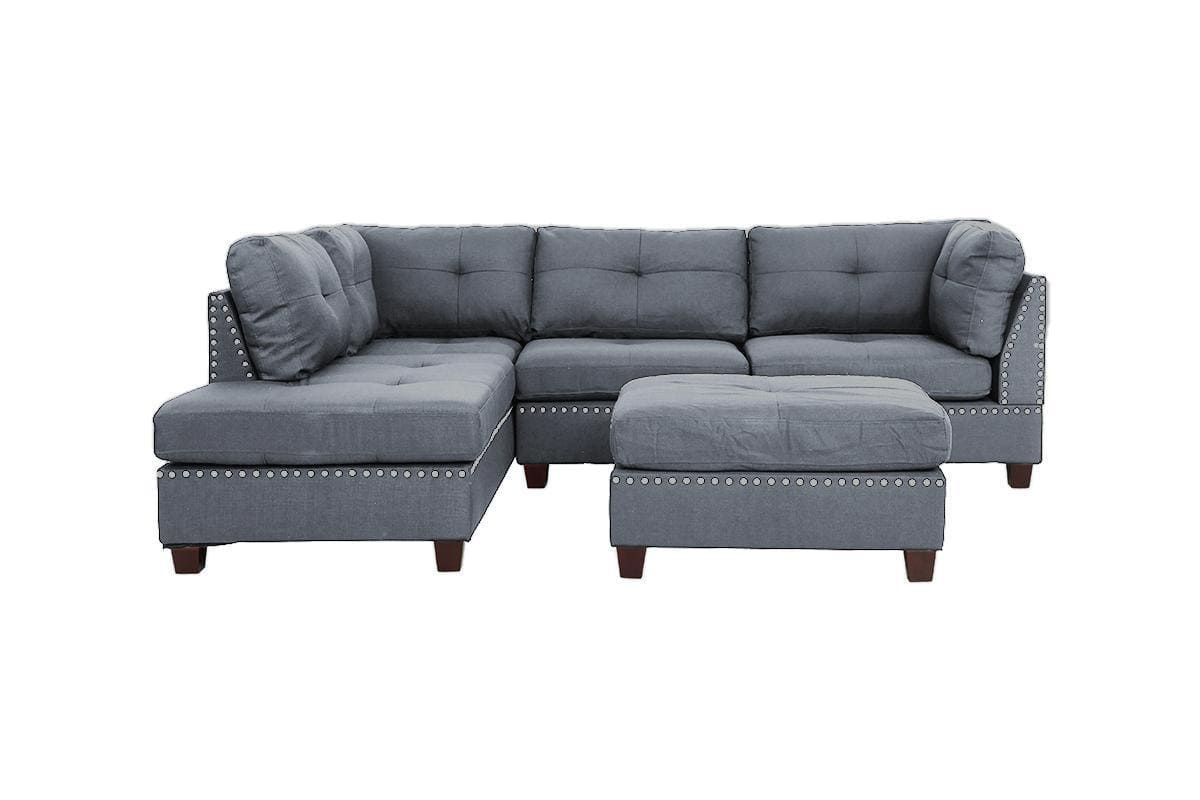 3-PC SECTIONAL in Blue Gray