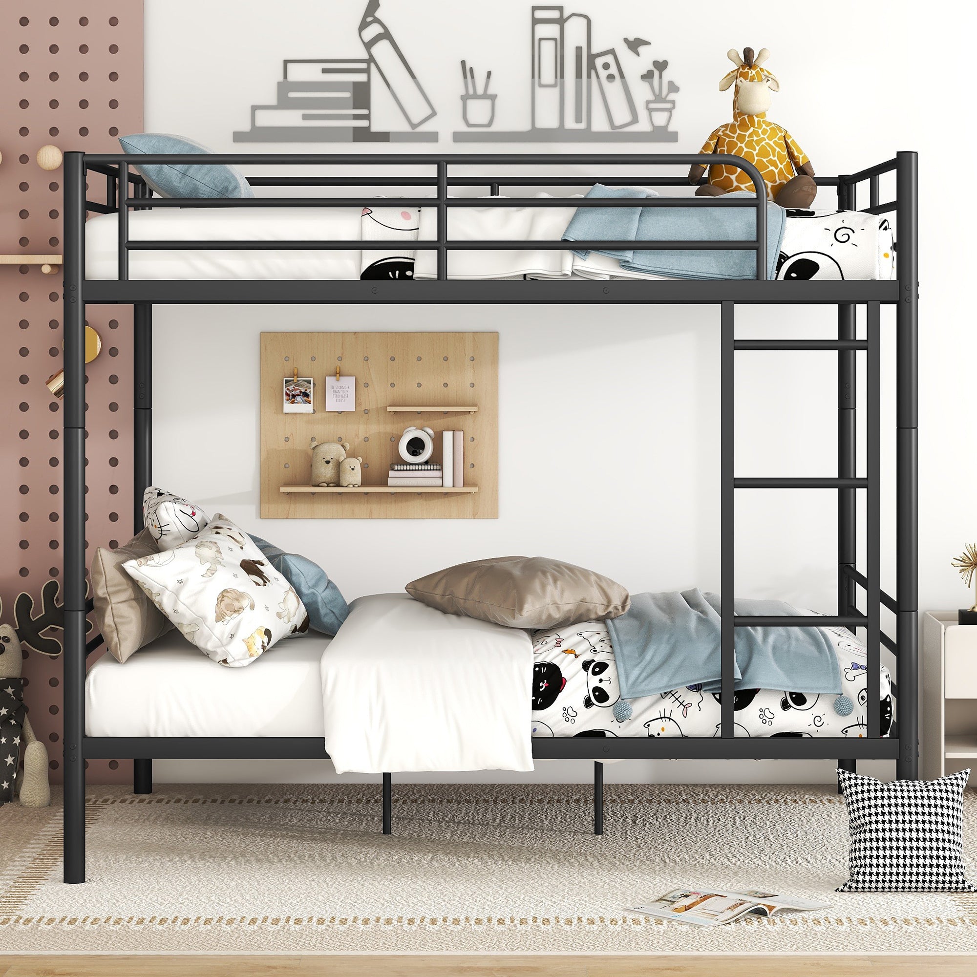 Full Over Full Metal Bunk Bed, Black