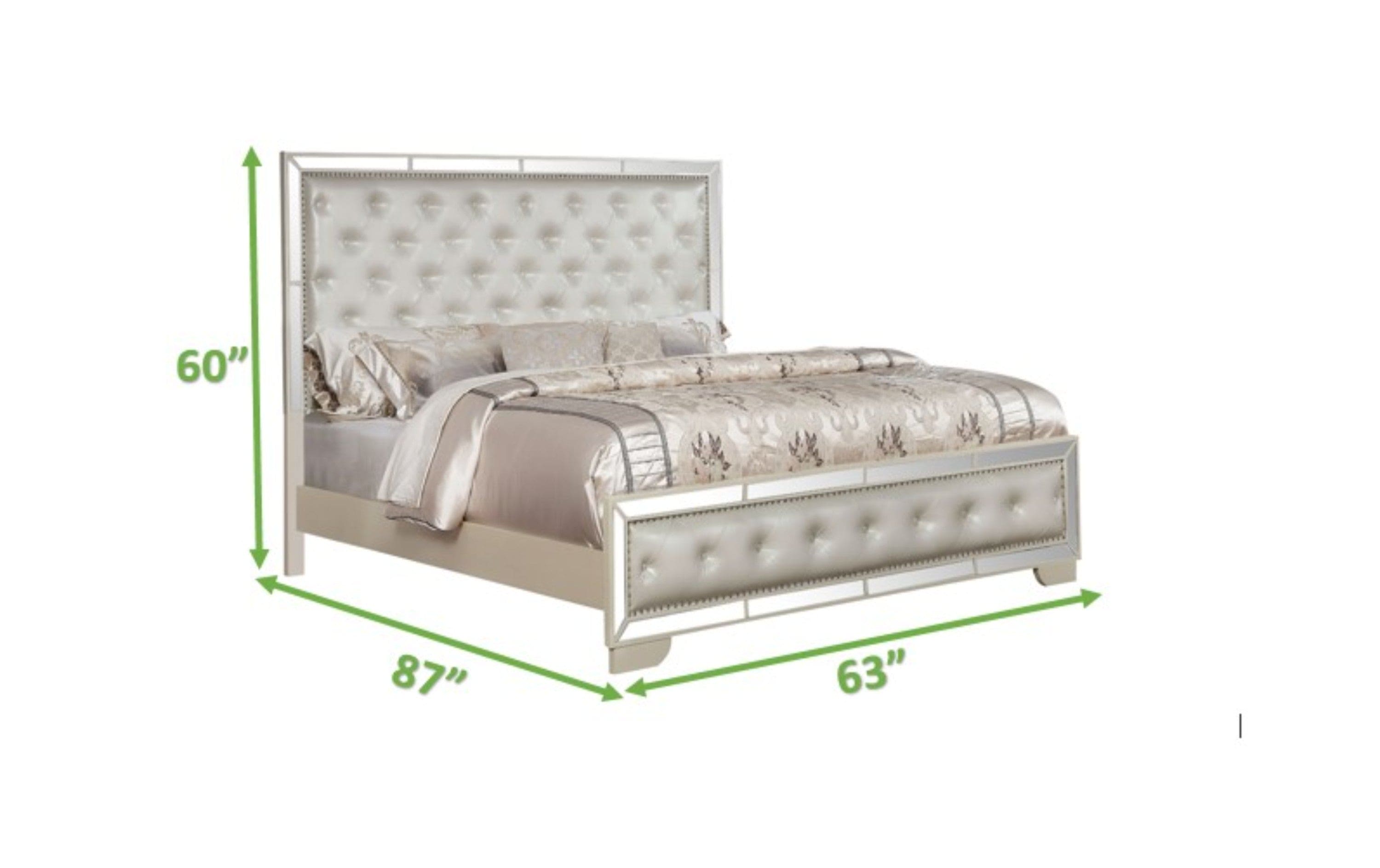 Madison Queen Size Upholstery Bed Made with Solid Wood in Beige