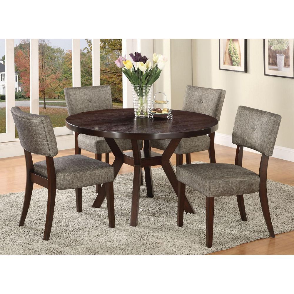 ACME Drake Side Chair (Set-2) in Gray Fabric & Espresso 16252