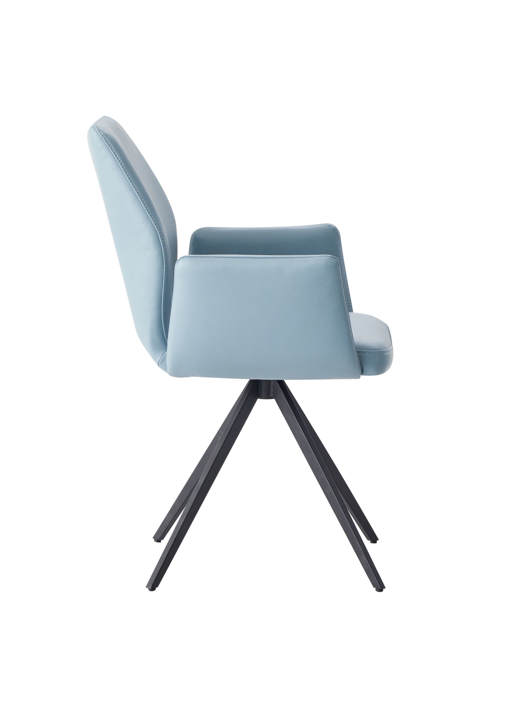 ACME Segismunda Side Chair w/Swivel, Light Blue Leather & Black Finish DN02403