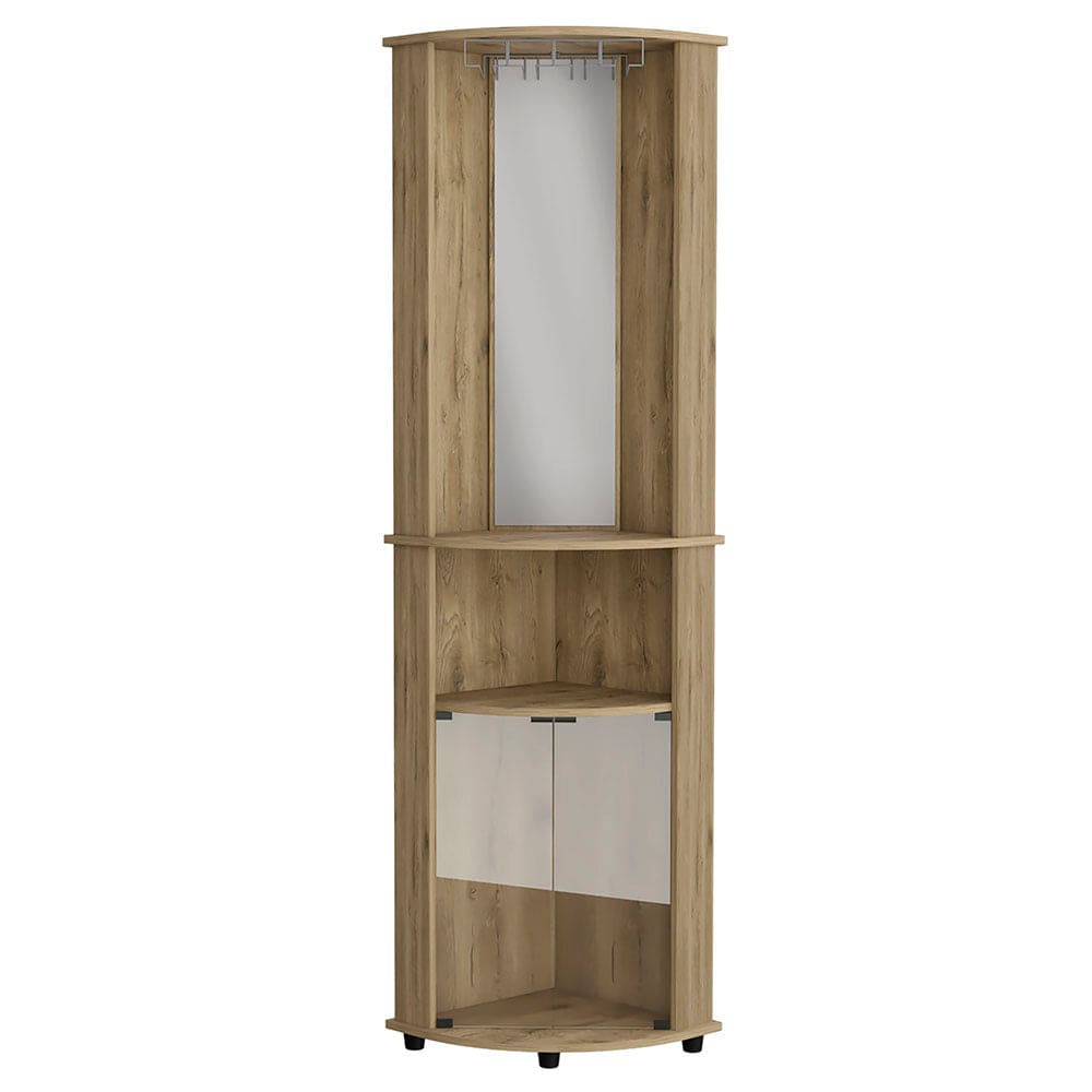 Corner Bar Cabinet Rialto, Three Shelves, Macadamia Finish