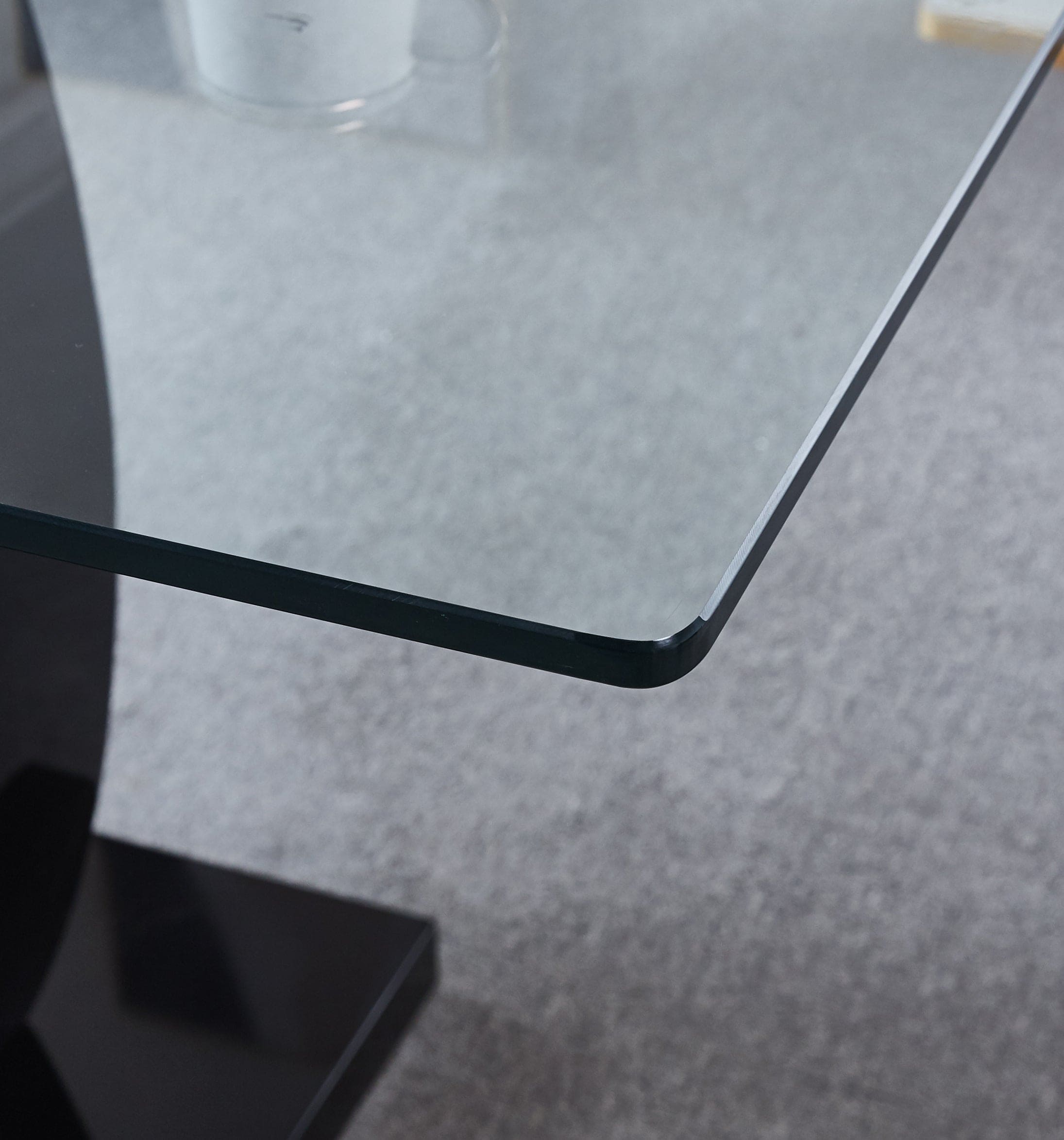 Contemporary Double Pedestal Dining Table, Tempered Glass Top with MDF Base