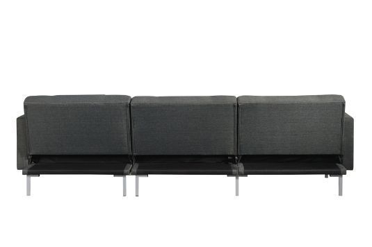 ACME Duzzy Reversible Adjustable Sectional Sofa w/2 Pillows, Dark Gray Fabric 50485