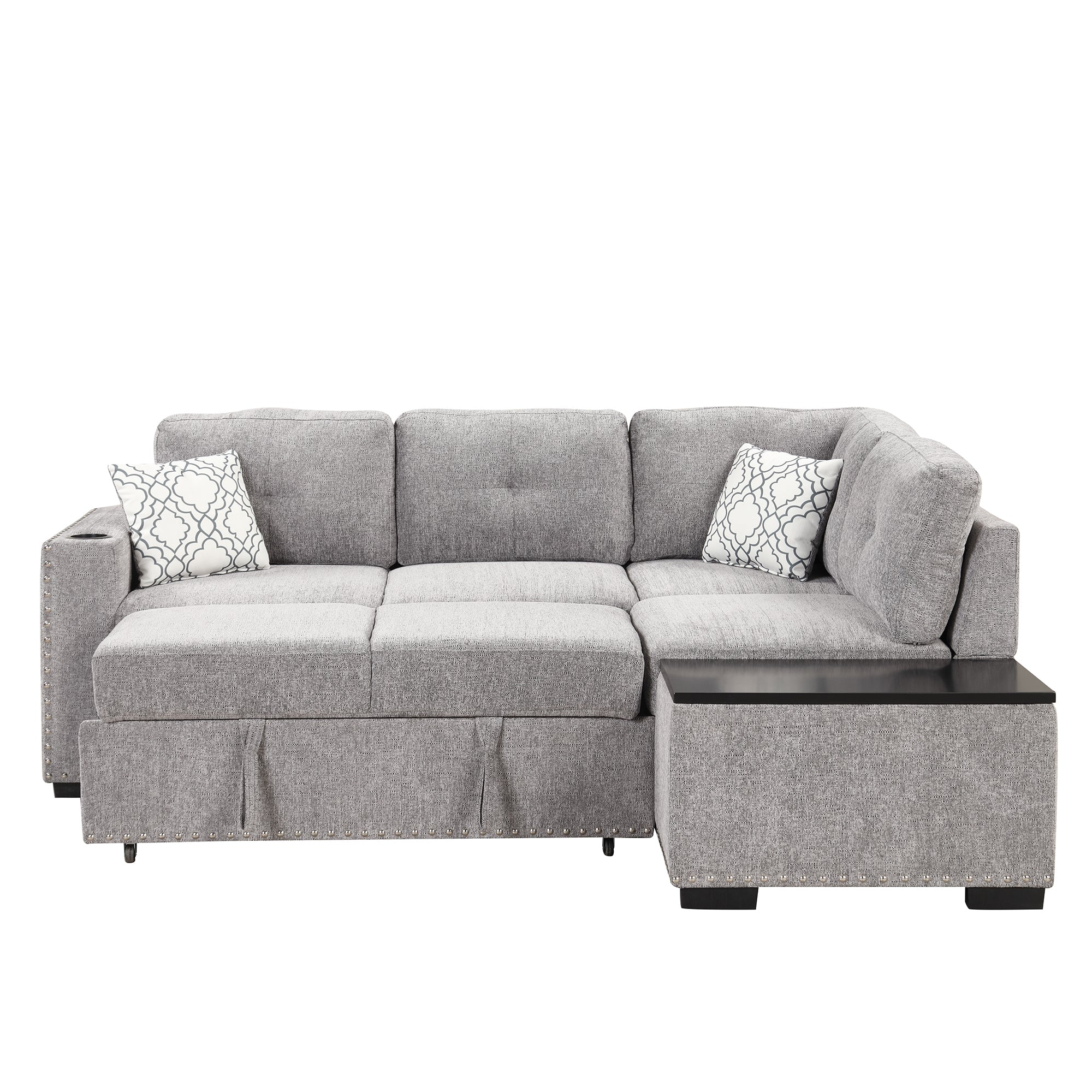 Sofa Bed L-Shaped Corner Sofa, Light Gray