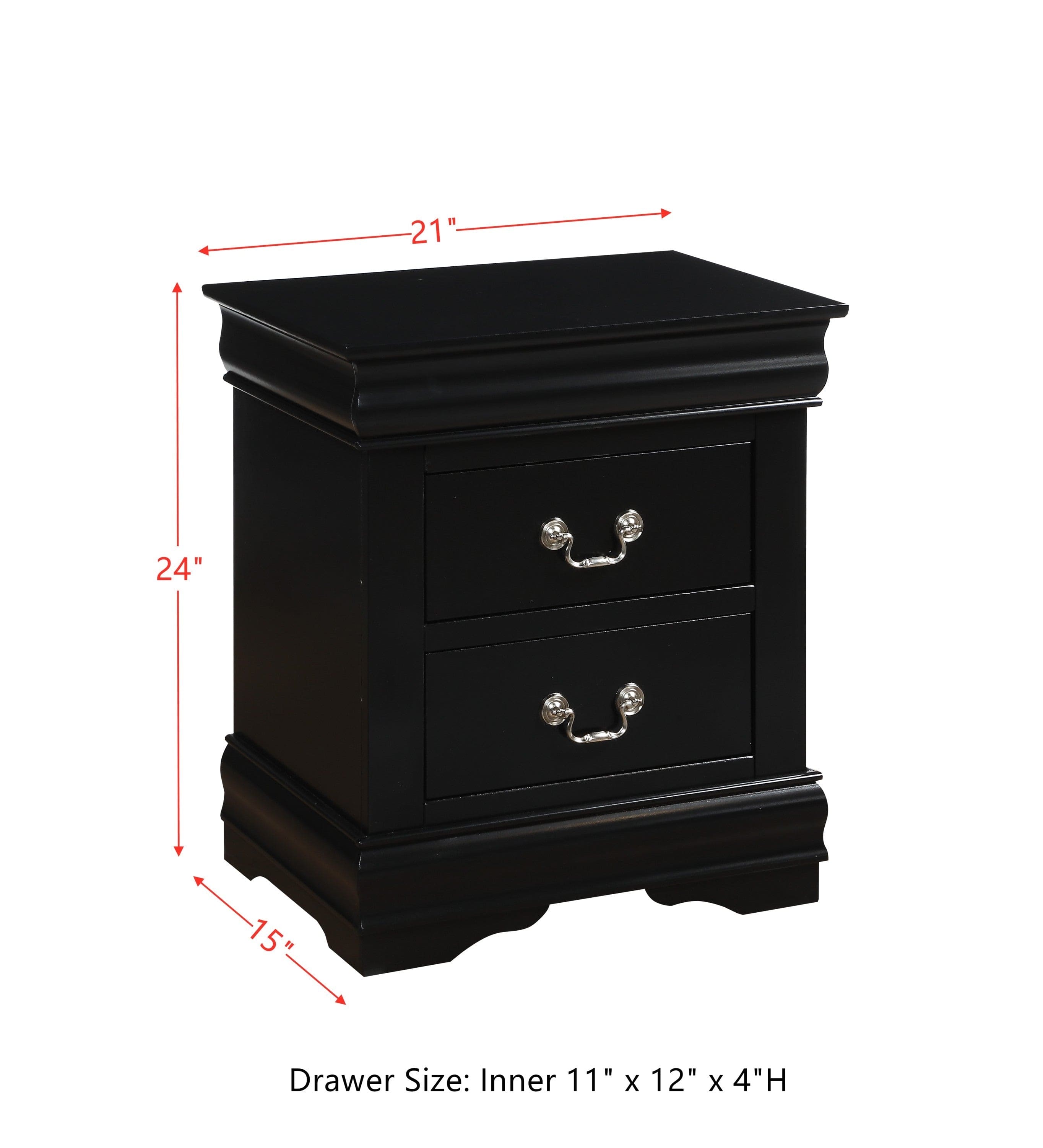 ACME Louis Philippe Nightstand in Black 23733