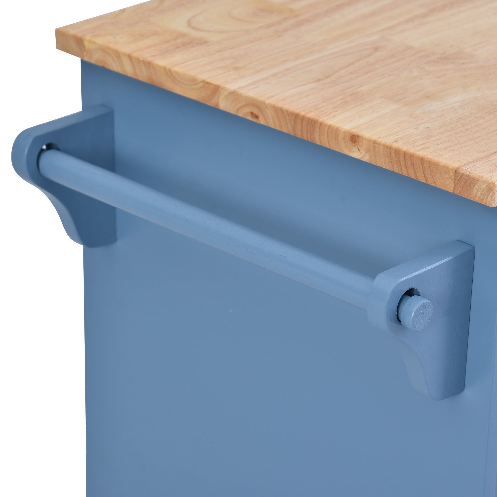 Kitchen cart with Rubber wood desktop rolling mobile kitchen island with storage and 5 draws 53 Inch length (Blue)