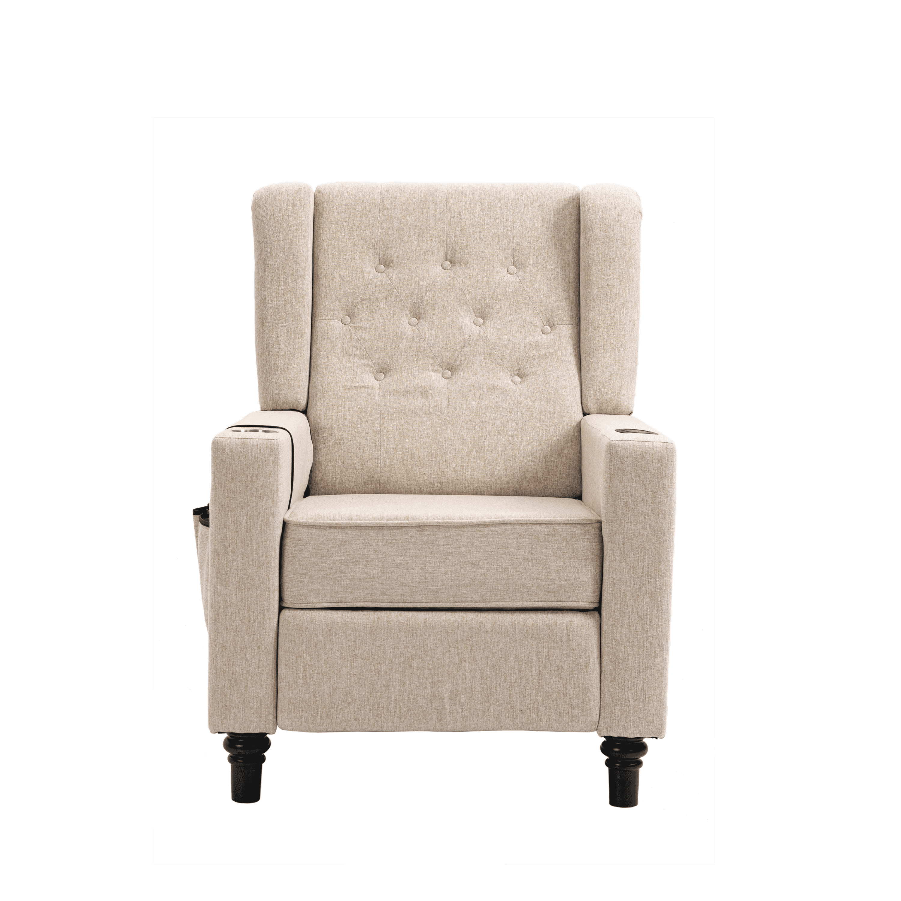 Arm Pushing Recliner Chair, Modern Button Tufted Wingback Push Back Recliner Chair, Living Room Chair Fabric Pushback Manual Single Reclining Sofa Home Theater Seating for Bedroom,Khaki Yelkow