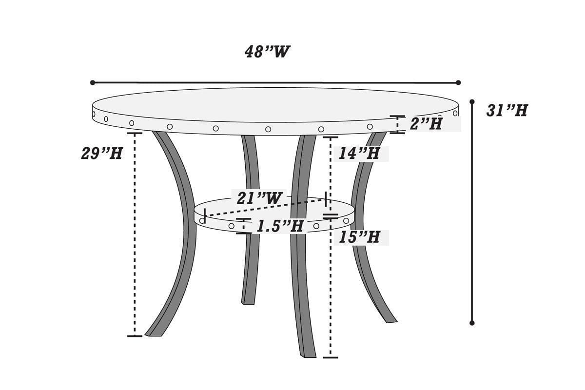 Dining Room Furniture Natural Wooden Round Dining Table 1pc Dining Table Only Nailheads and Storage Shelve