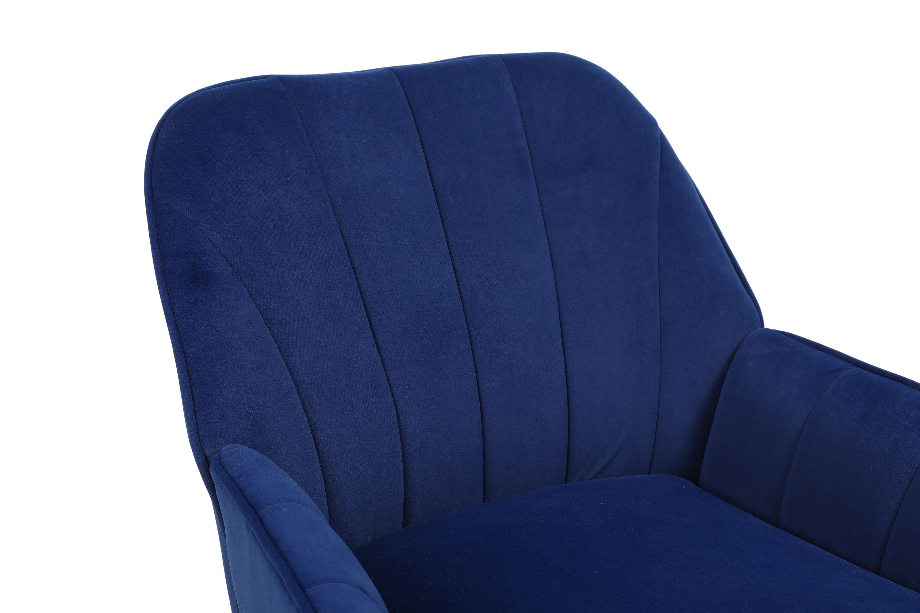 Modern Mid Century Chair velvet  Sherpa Armchair for Living Room Bedroom Office Easy Assemble(NAVY)