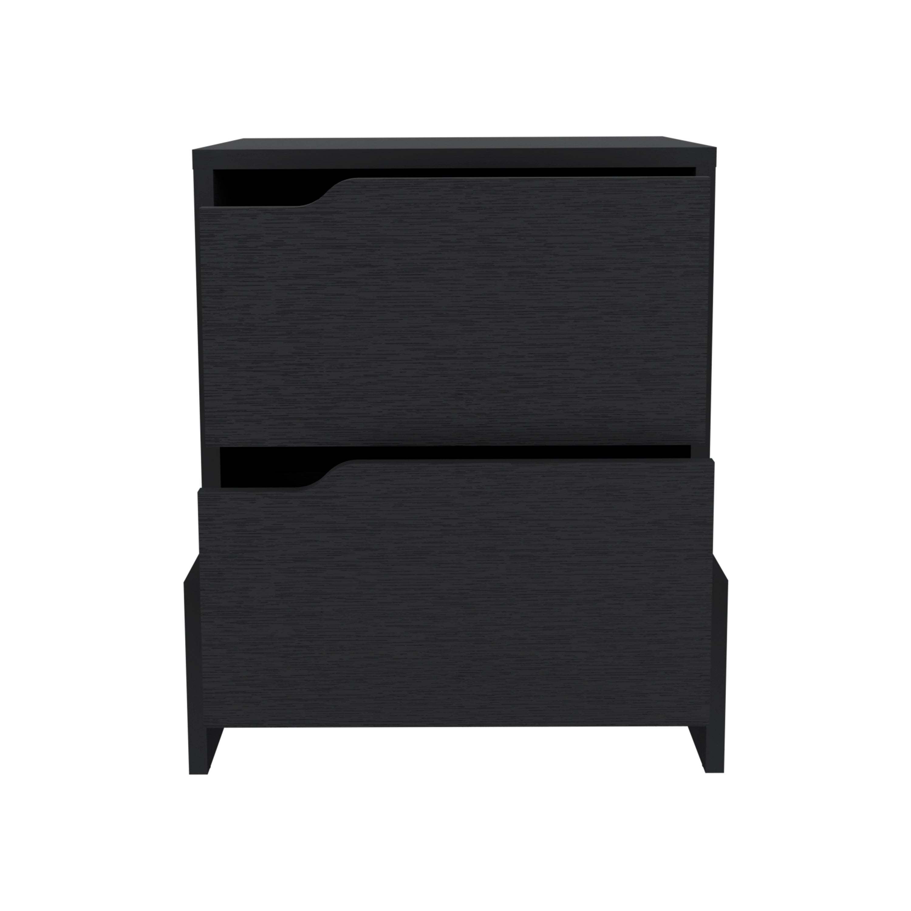 DEPOT E-SHOP Haines Nightstand with 2-Drawers, End Table with Sturdy Base, Black