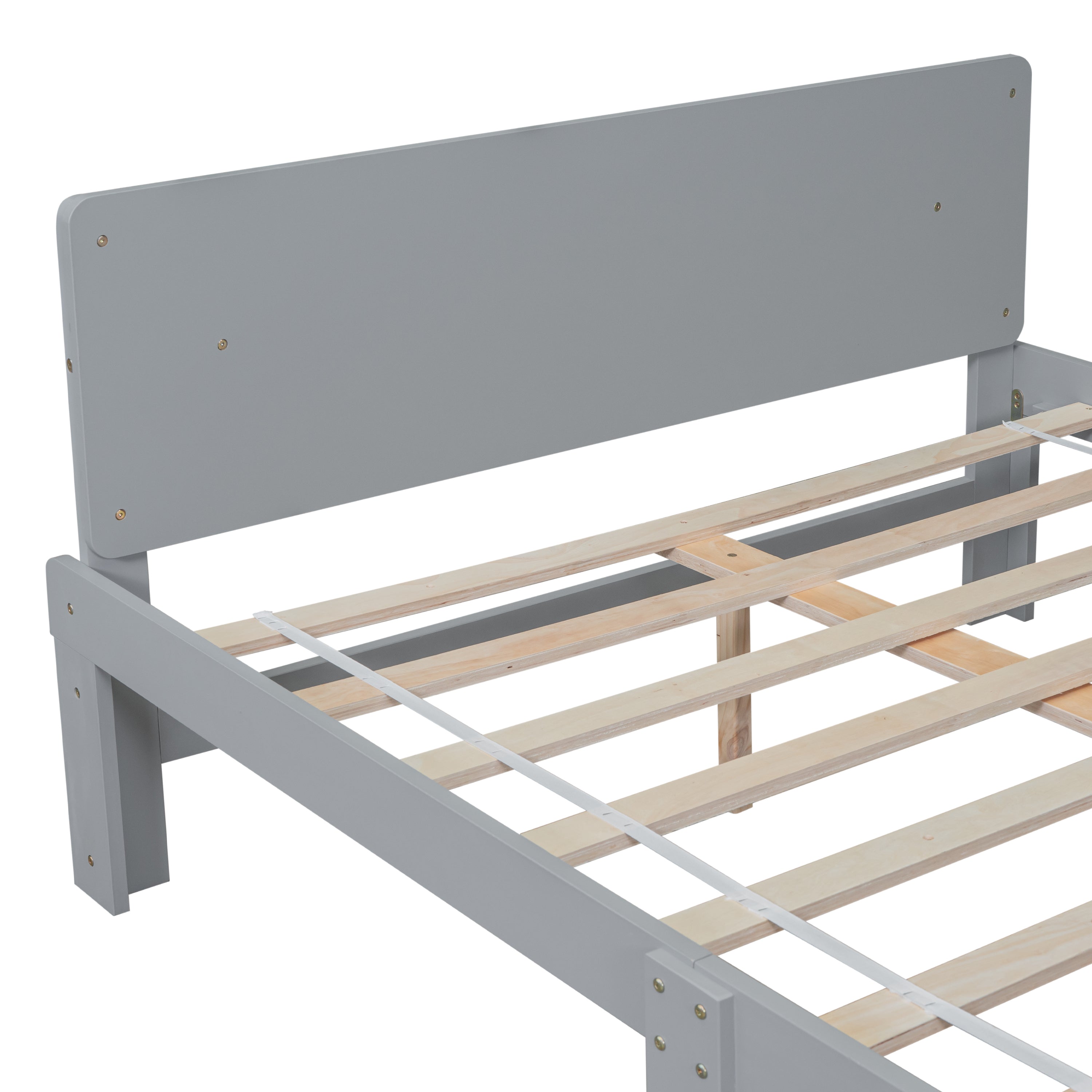 Full Bed with Footboard Bench,Grey