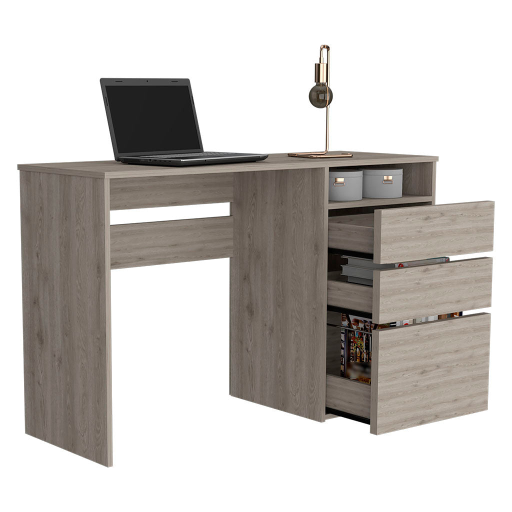 Computer Desk San Diego, One Shelf, Light Gray Finish