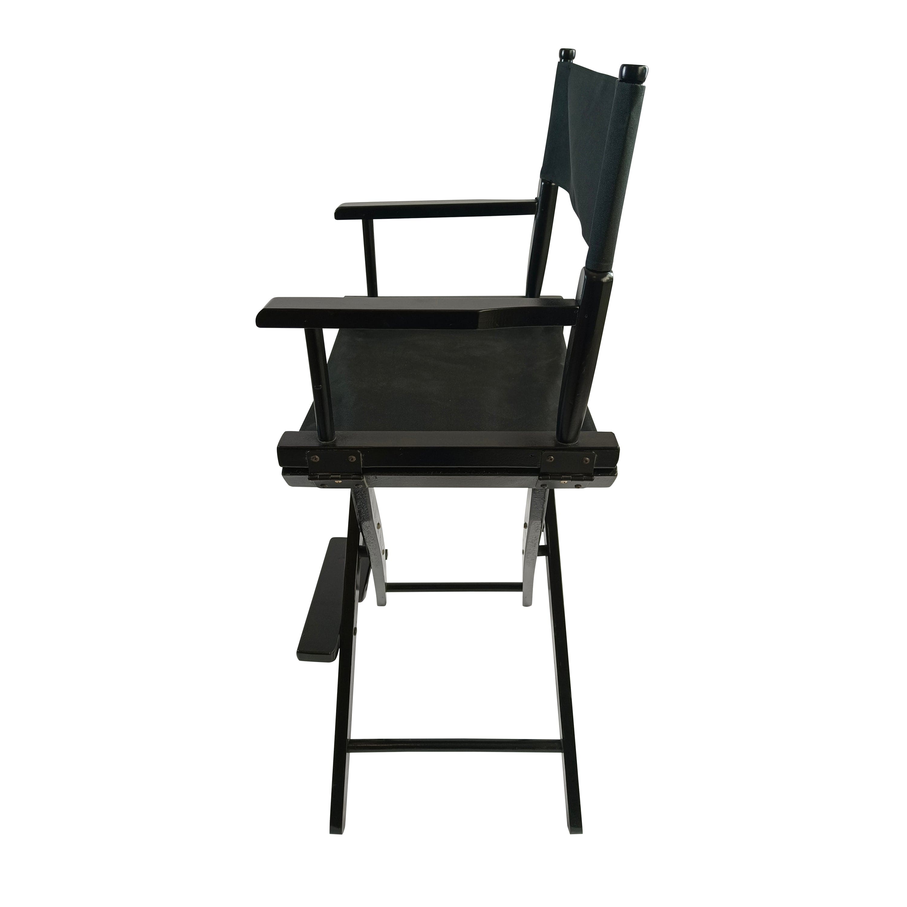 Casual Home Director's Chair, Black Frame/Black Canvas,Suitable for adults, foldable style, 2pcs/set  populus