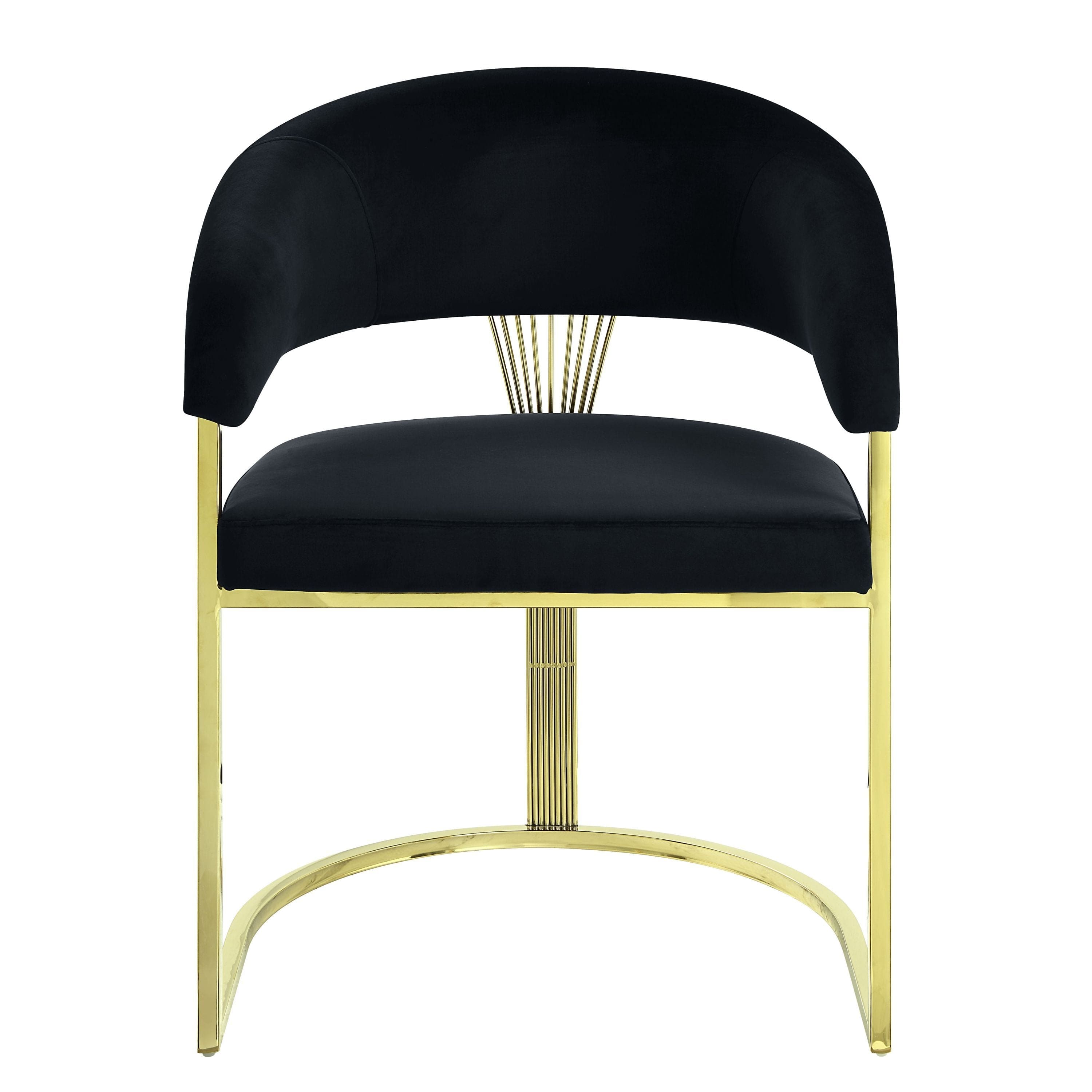 ACME Fallon Side Chair, Black Velvet & Mirrored Gold Finish DN01954